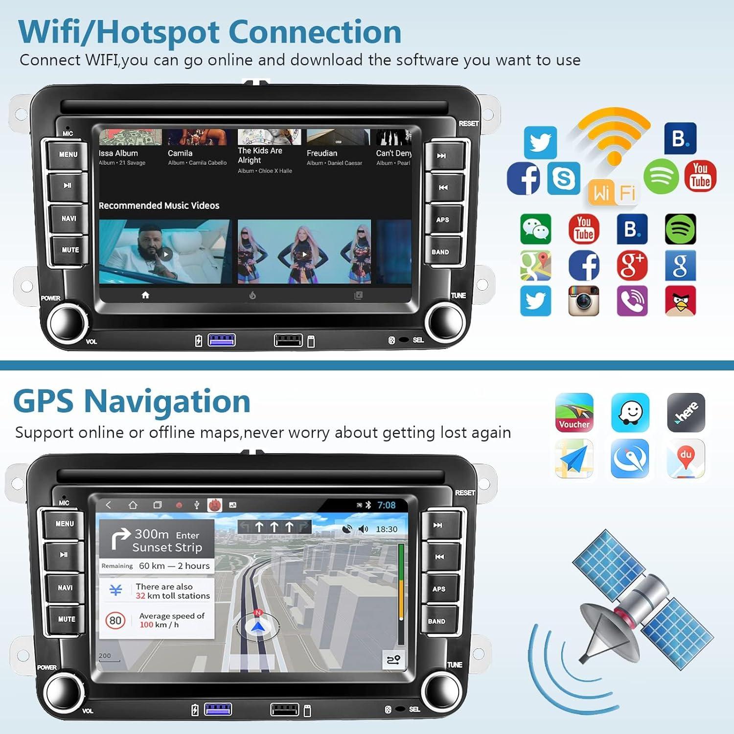 Estéreo de Coche Podofo 7" Android 13 GPS Bluetooth Carplay