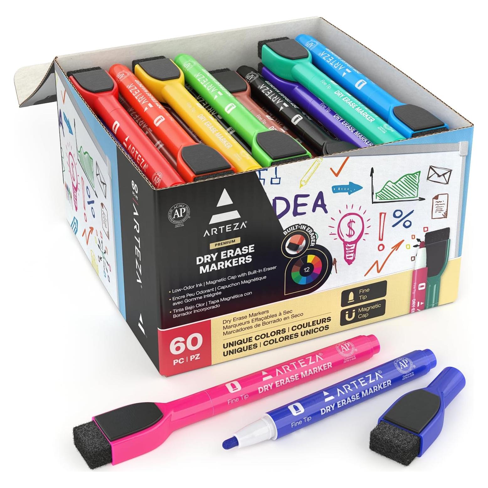 Marcadores Magnéticos ARTEZA 60 Piezas Punta Fina Multicolor