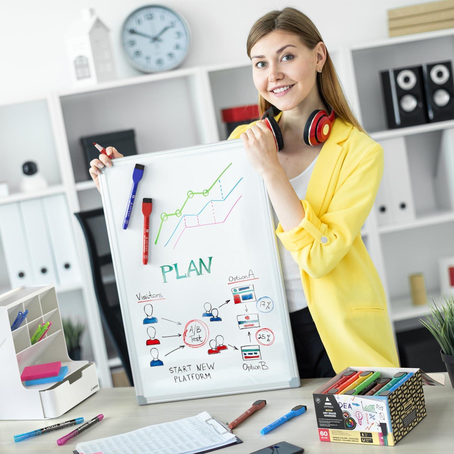 Marcadores Magnéticos ARTEZA 60 Piezas Punta Fina Multicolor