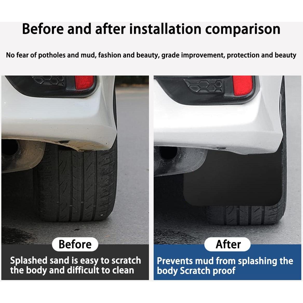 Juego de 4 Guardabarros Universales Moioee para Auto Negro