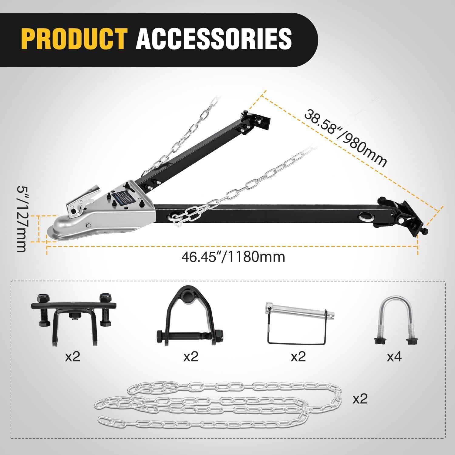 Barra de remolque Nilight 93141A 2495 kg universal con cadenas
