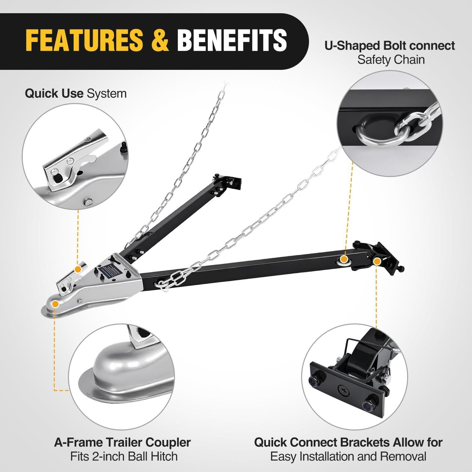 Barra de remolque Nilight 93141A 2495 kg universal con cadenas