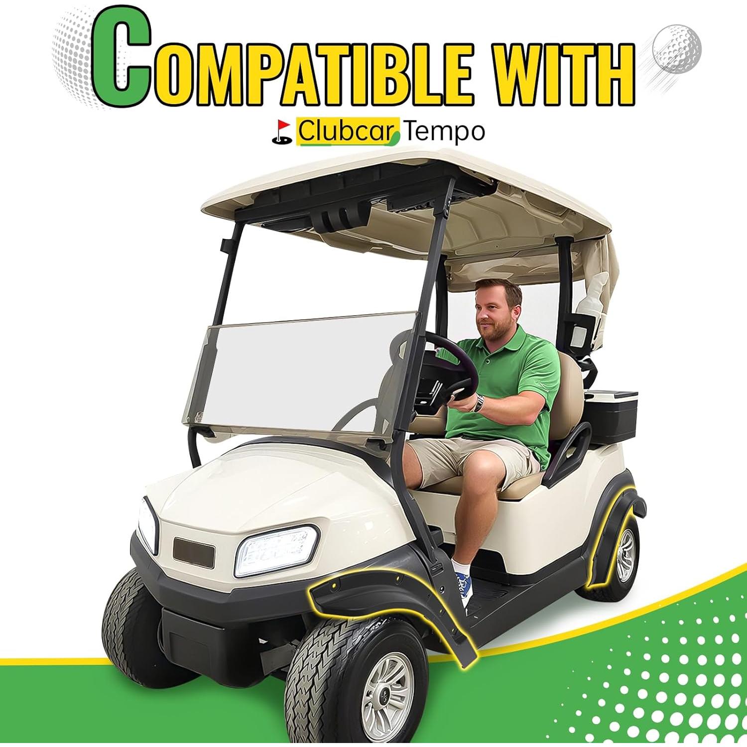 Guardabarros Negro CYOOYC para Carrito Golf Club Car Tempo 2017-2025
