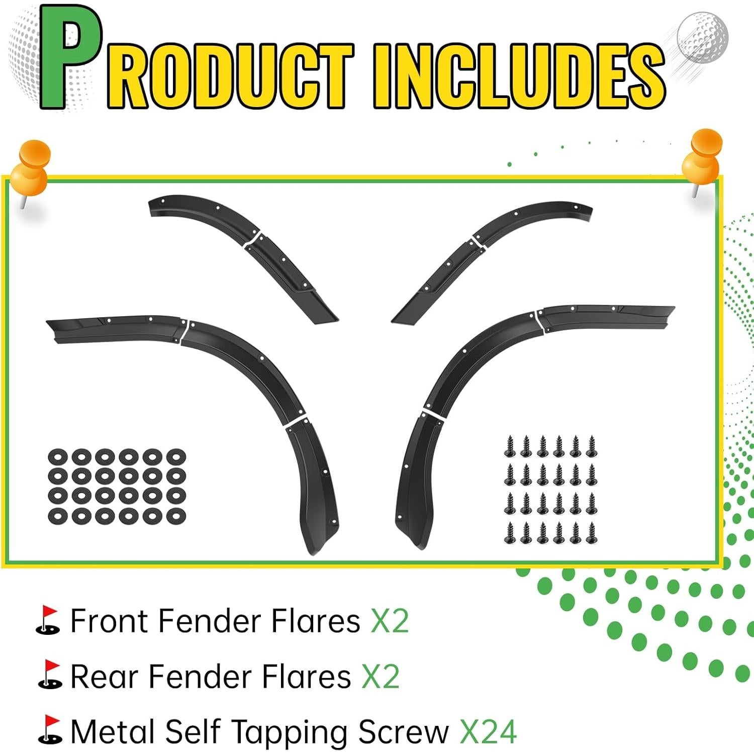 Guardabarros Negro CYOOYC para Carrito Golf Club Car Tempo 2017-2025