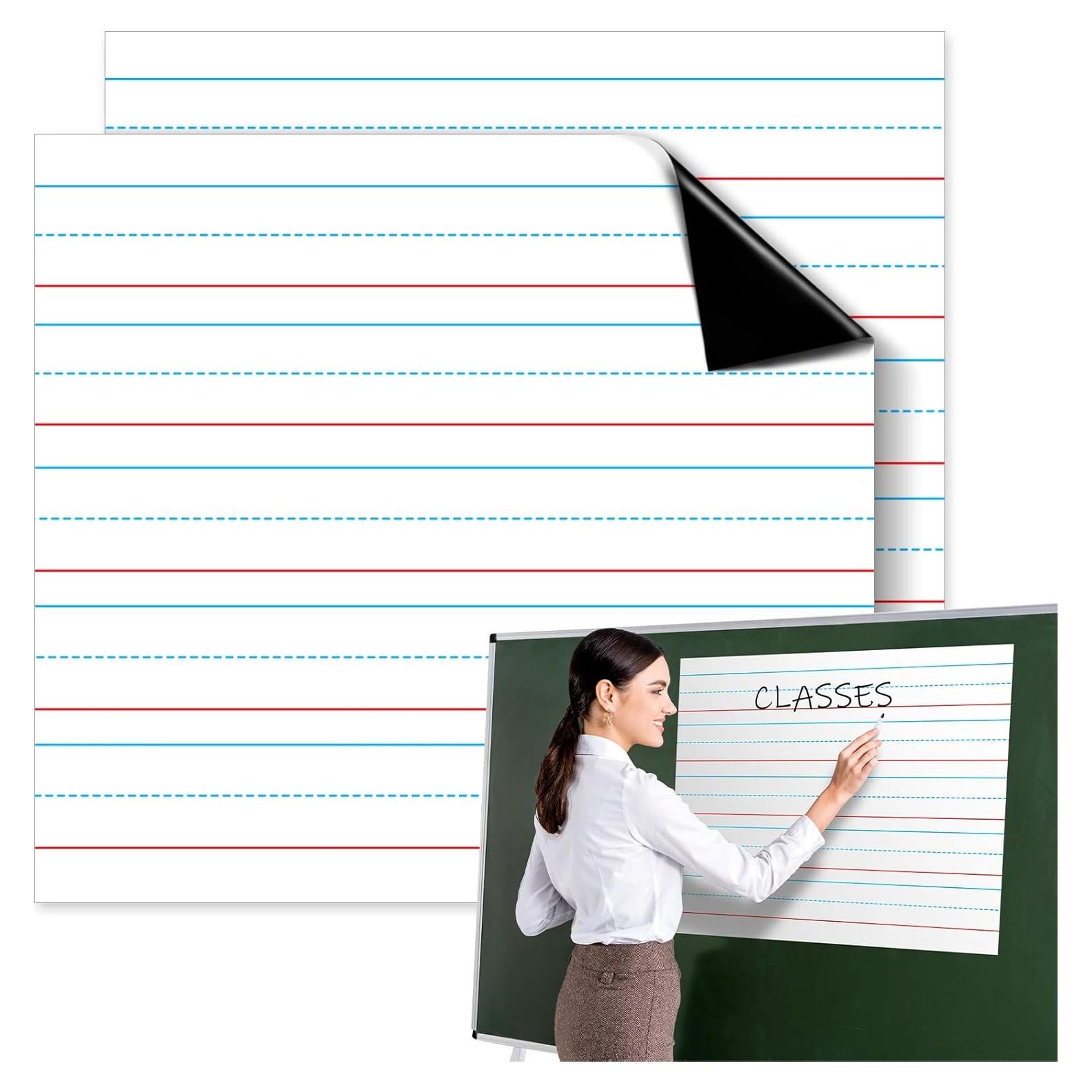 Papel Magnético Rayado Patelai 2 Pcs 55 x 43 cm para Pizarra