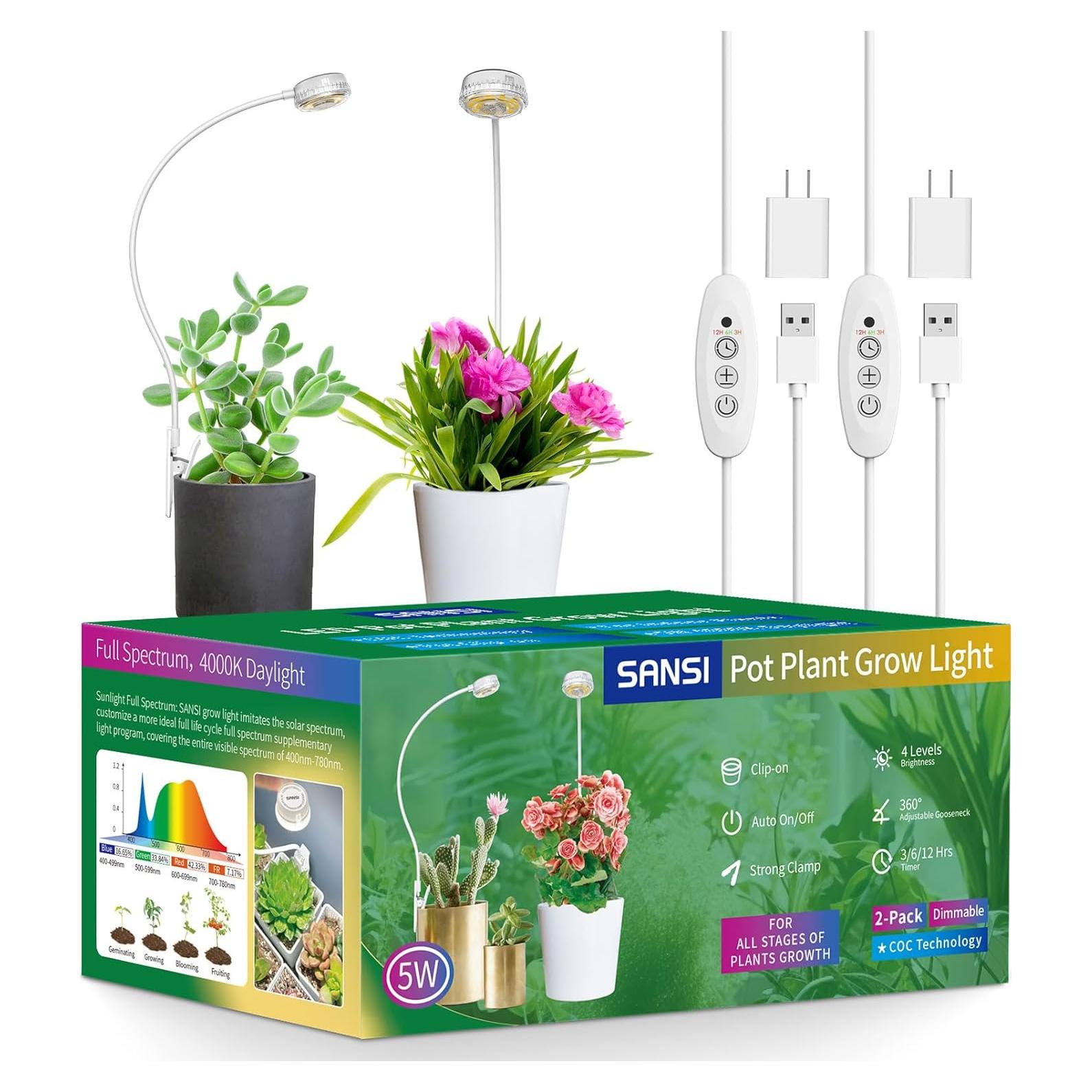 Luces de Crecimiento SANSI LED 5W con Clip 2-Pack