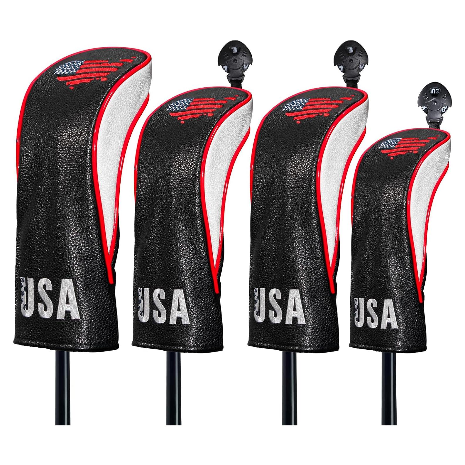 Cubiertas de Cabeza de Palos de Golf Frimon 4pcs Cuero PU