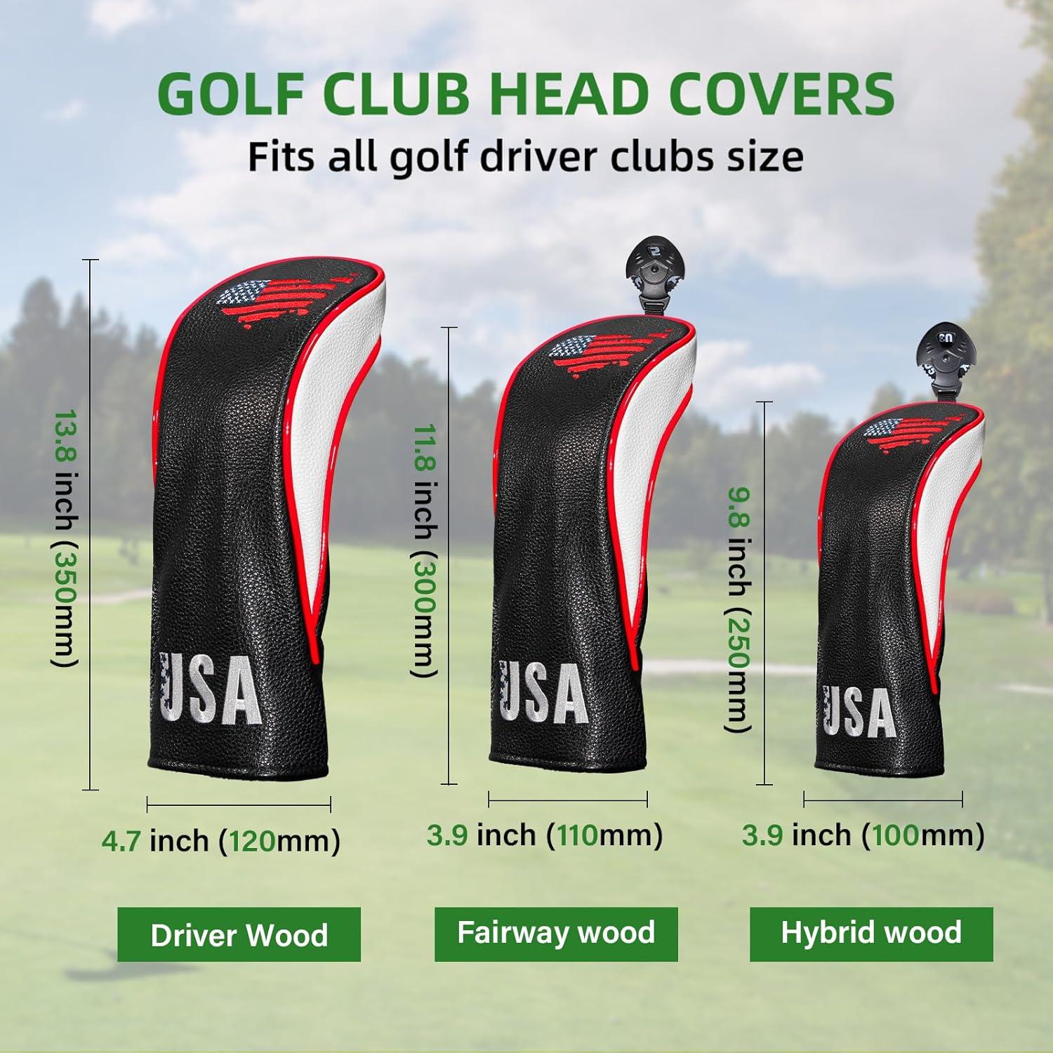 Cubiertas de Cabeza de Palos de Golf Frimon 4pcs Cuero PU