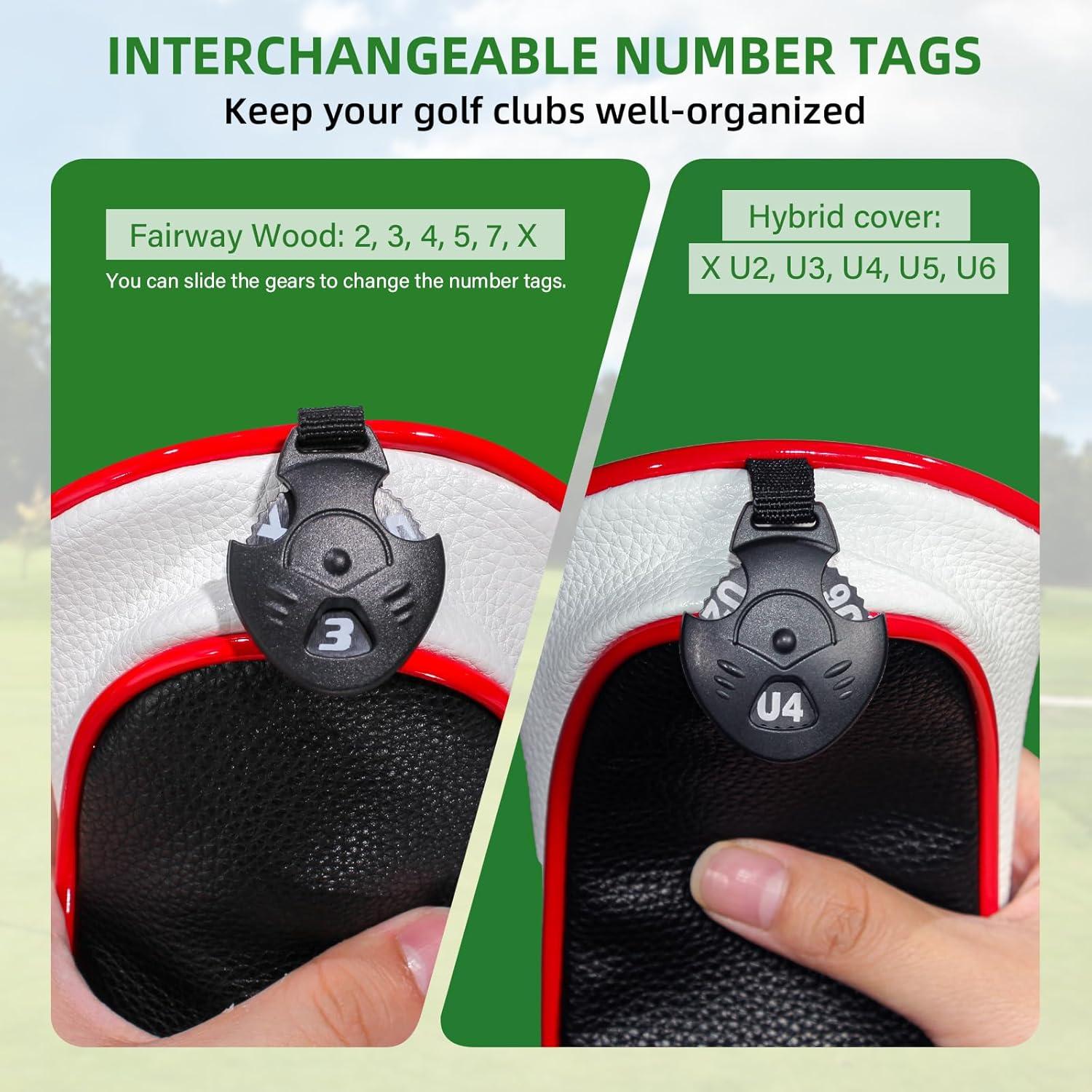 Cubiertas de Cabeza de Palos de Golf Frimon 4pcs Cuero PU