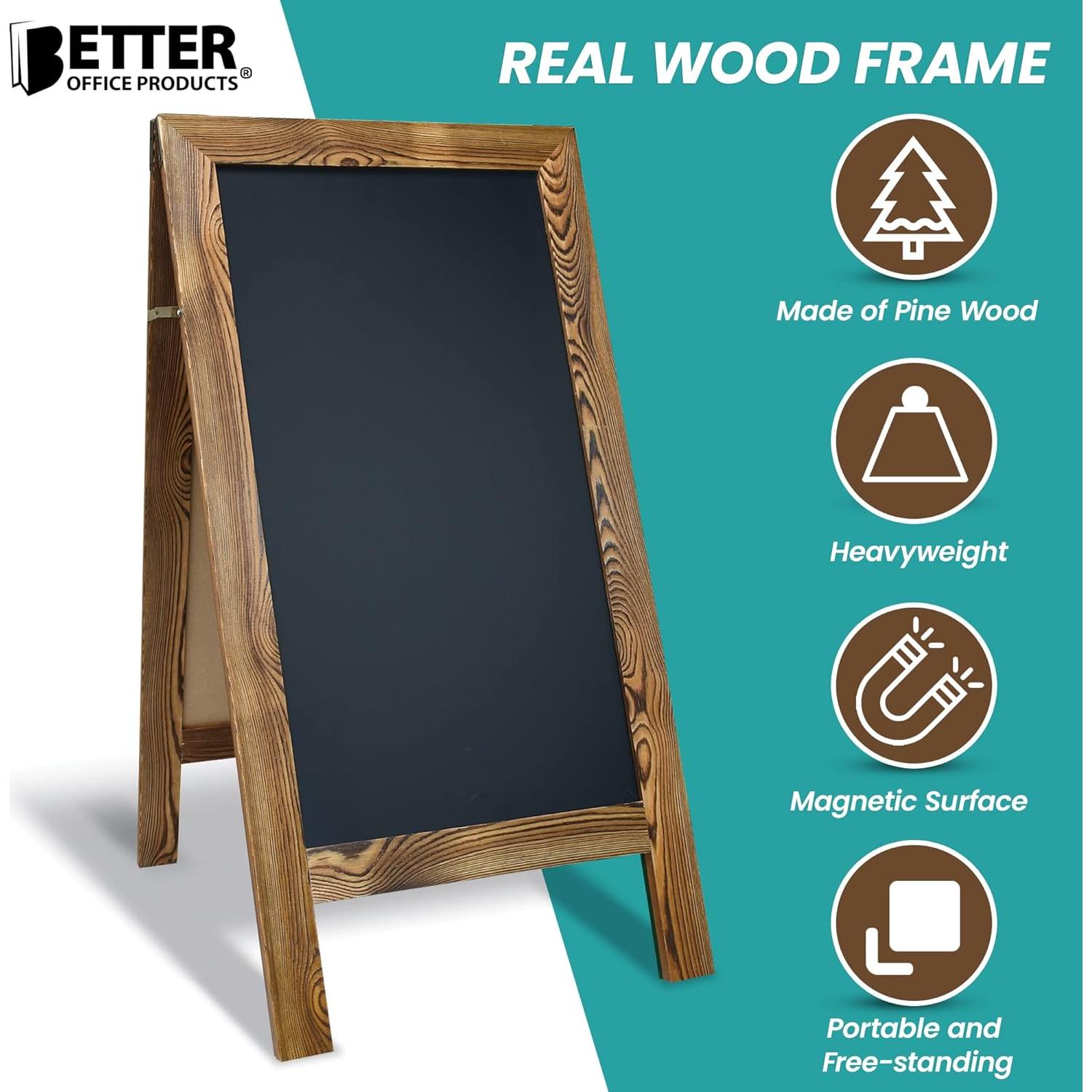 Pizarra Magnética Doble Cara 50.8x101.6 cm Madera Rústica