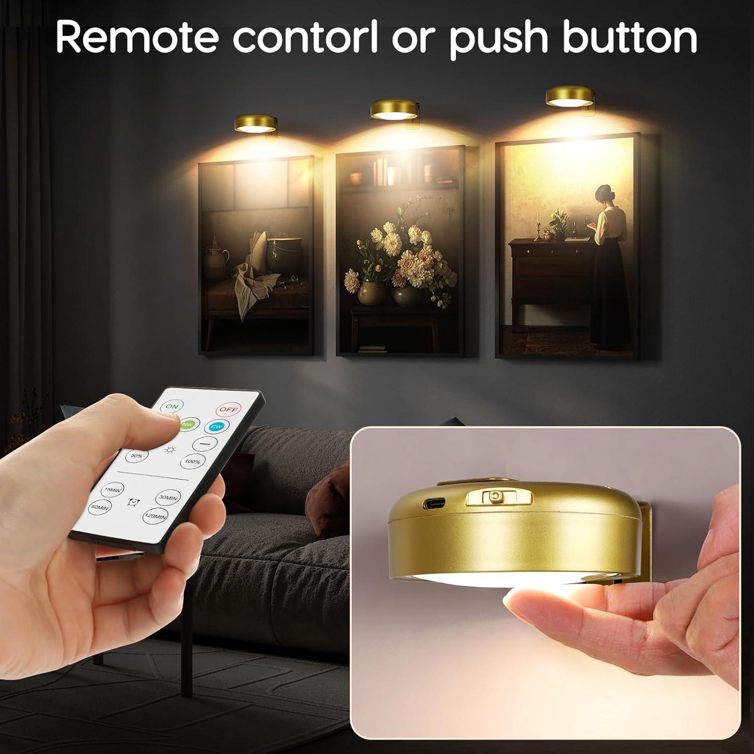 Luz de Pared LED Recargable Arixnks con Control Remoto 3 Modos