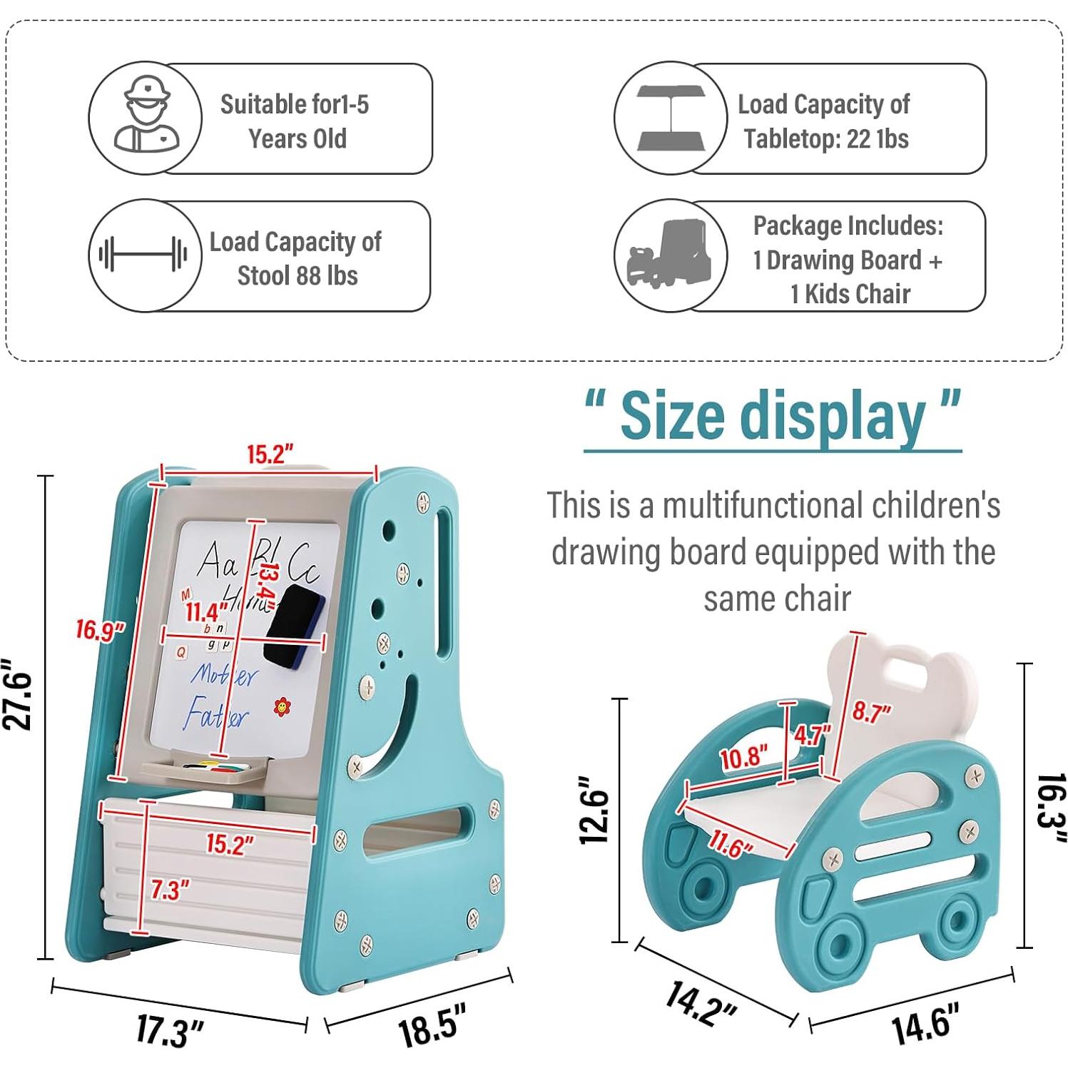 Conjunto de Mesa y Sillas Tiita Kids 3 en 1 Azul