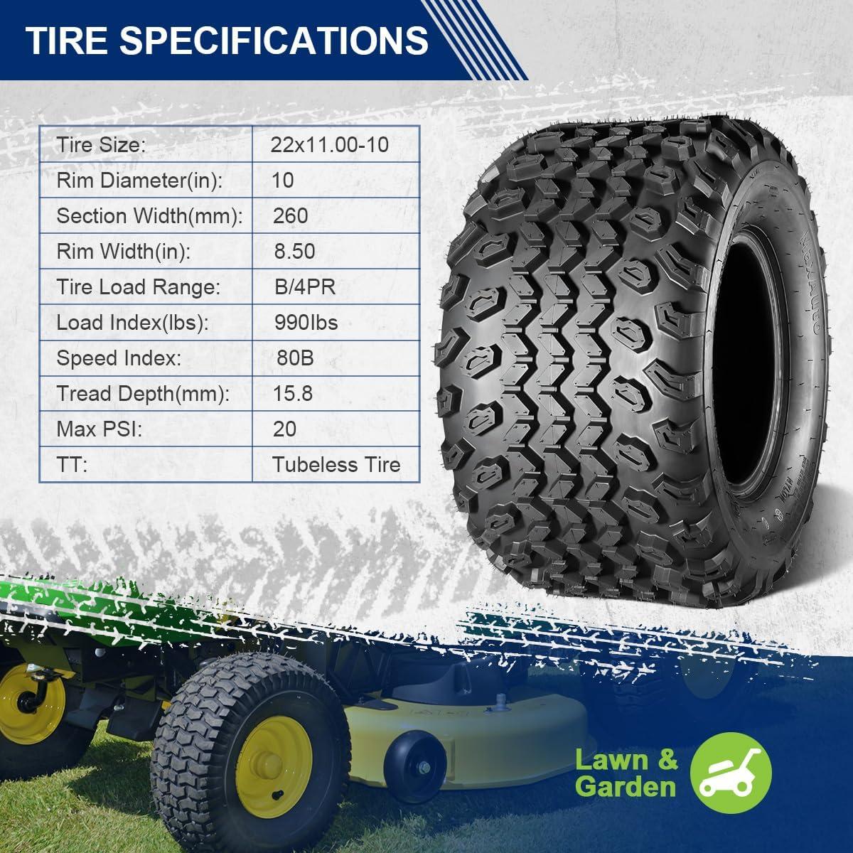 Neumáticos MaxAuto 22x11.00-10 para Cortacésped y Golf