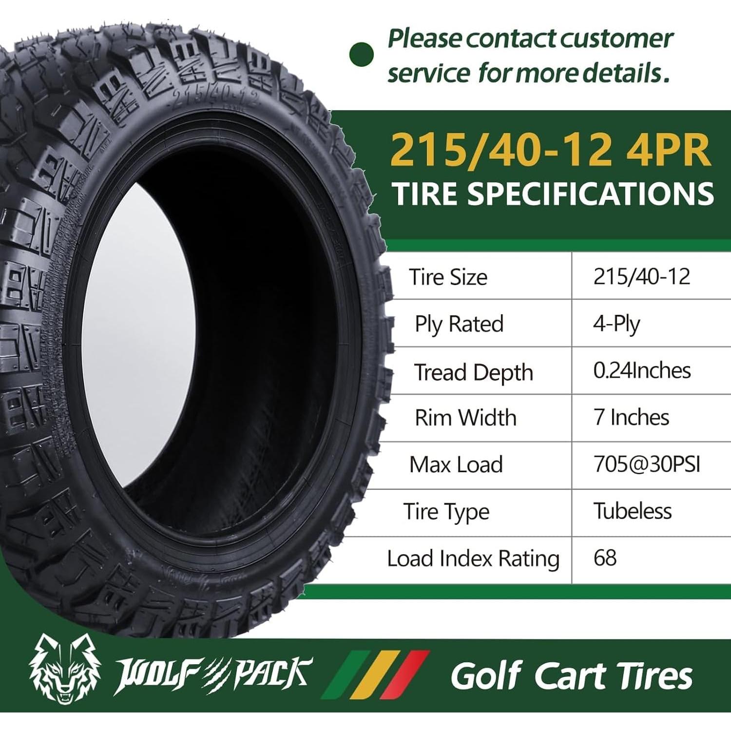 Neumáticos WOLF PACK 215/40-12 para Carro de Golf Todo Terreno