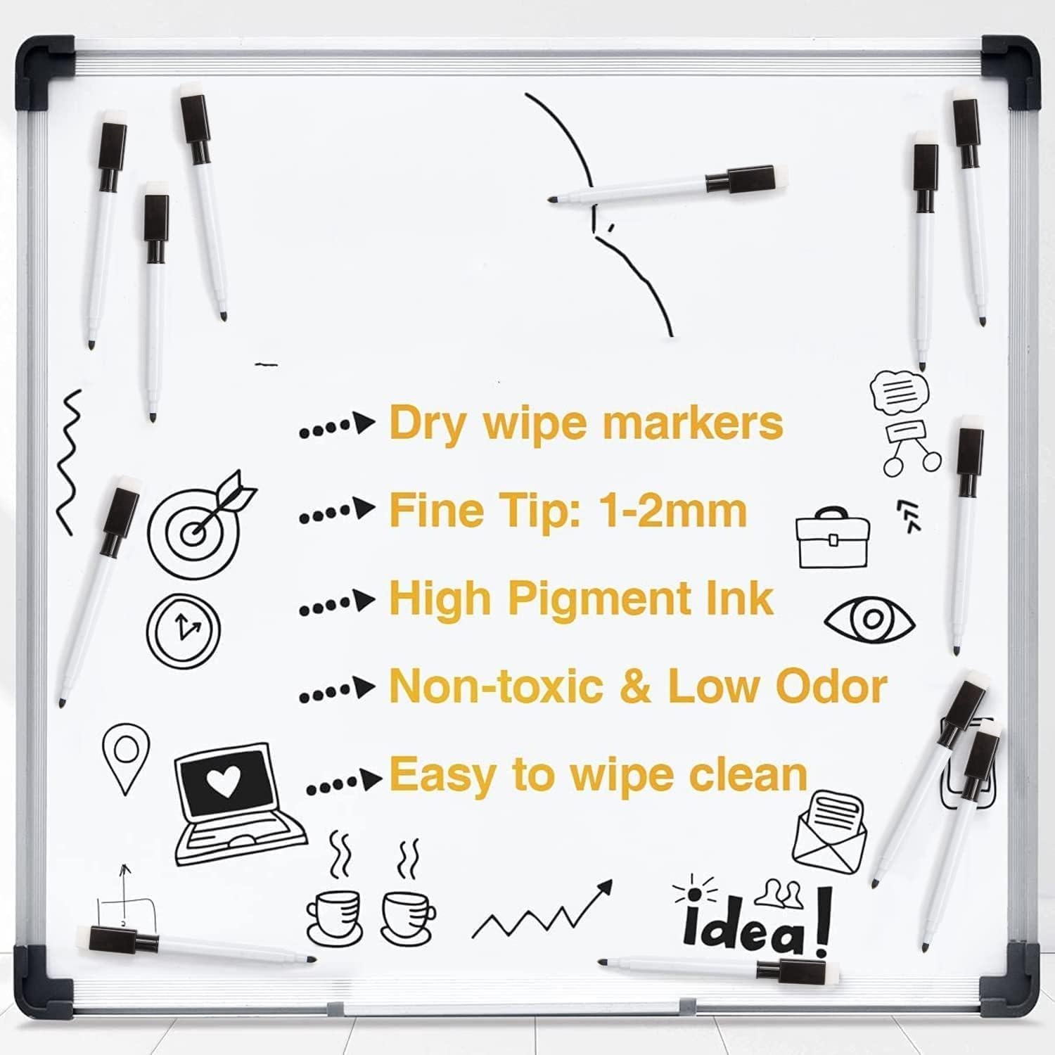 20 Marcadores Magnéticos de Pizarra Blanca SULOLI Negros