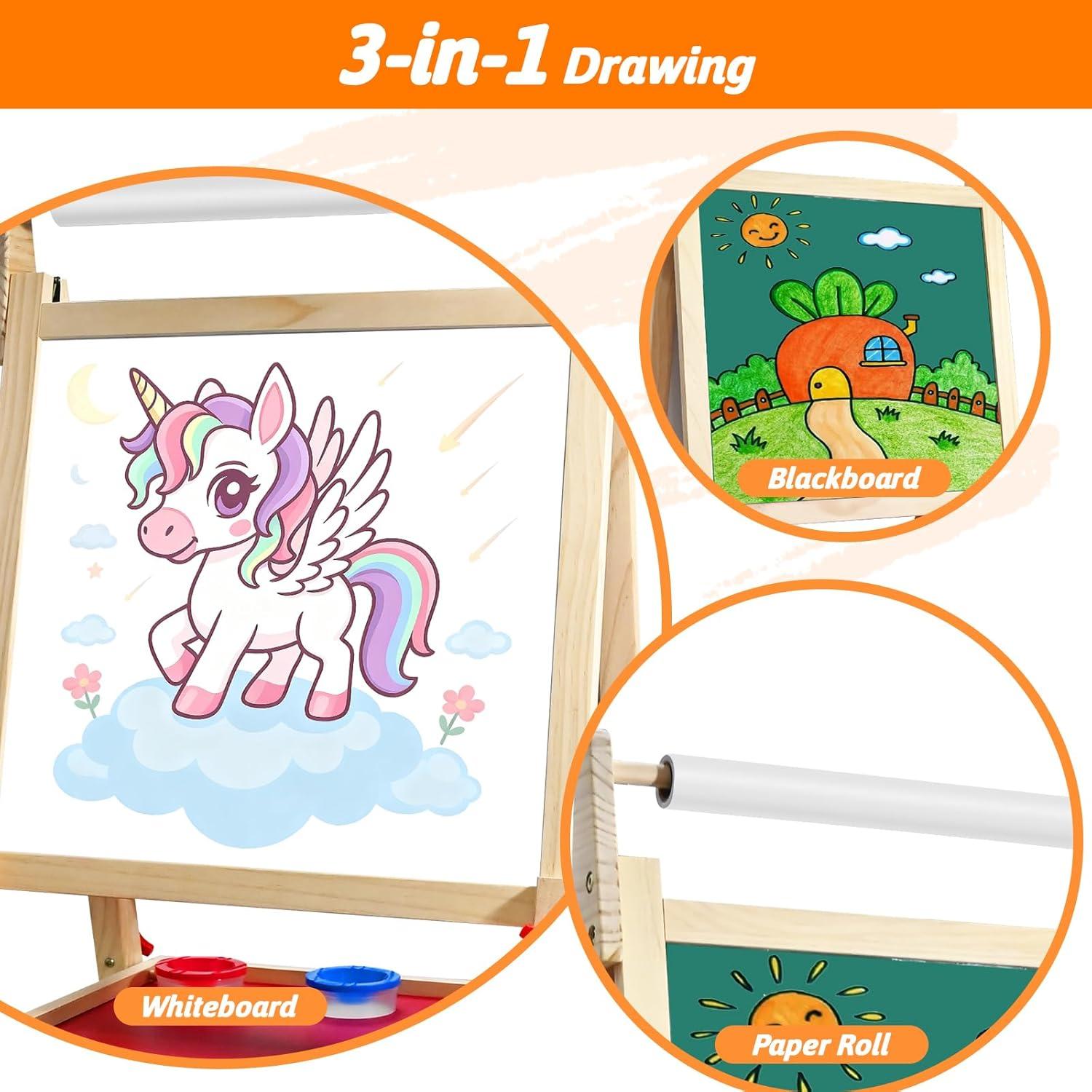 Caballete de Arte Ajustable Goldge para Niños 3-8 Años