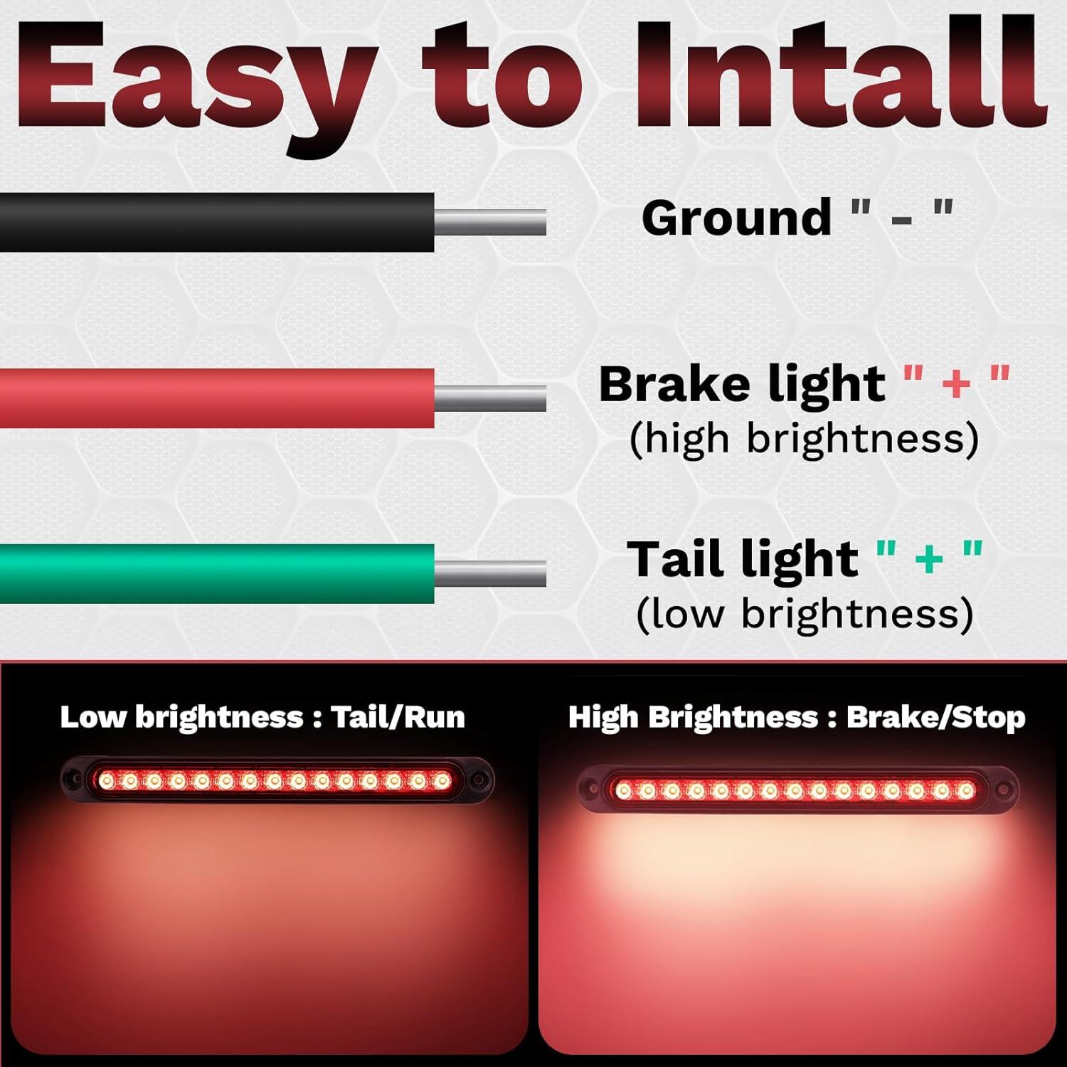 Kit de 4 Luces LED Rojas para Remolque Ecocstm IP67 25.4 cm