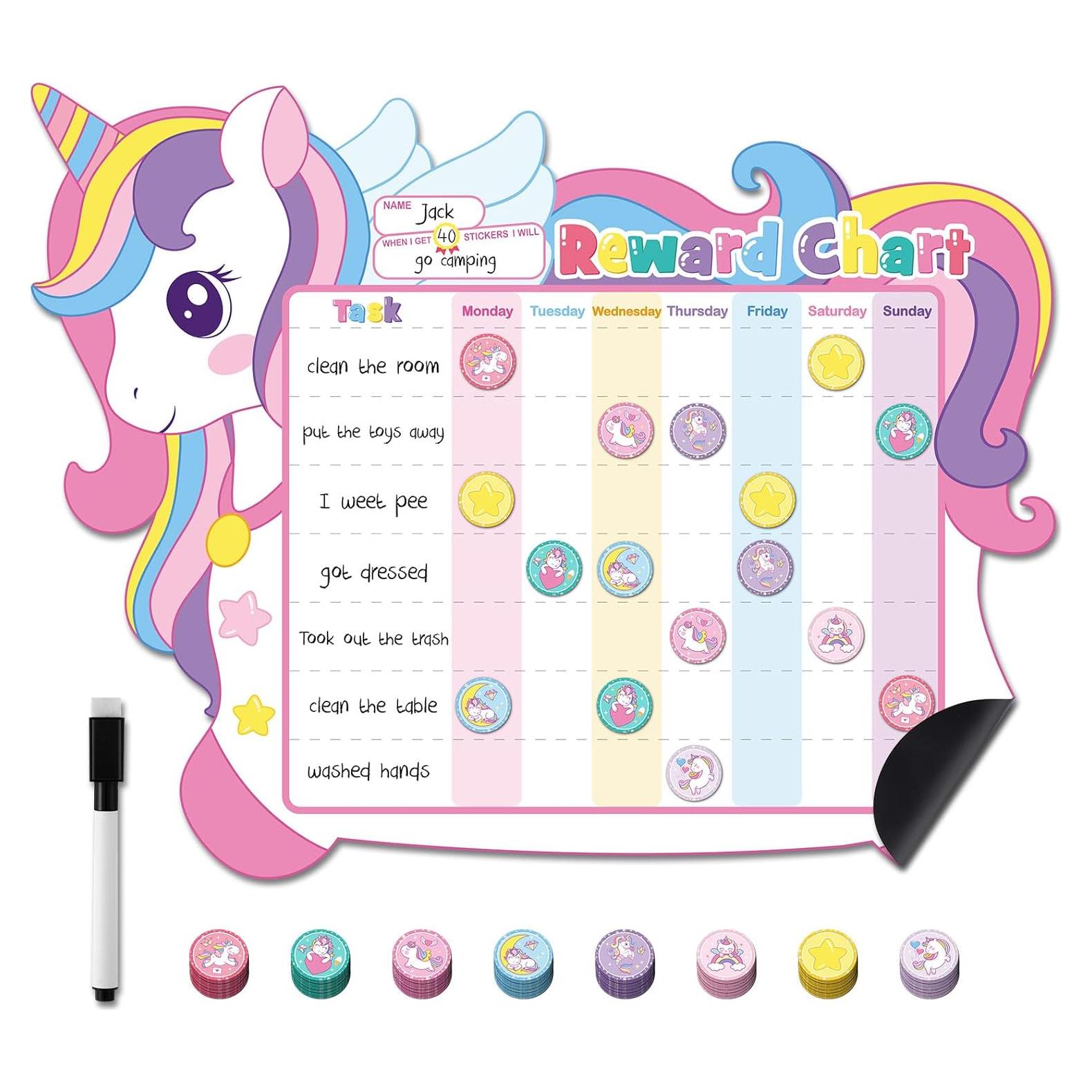 Tabla de Recompensas Unicornio Pickmesh 33x42 cm con 72 Pegatinas