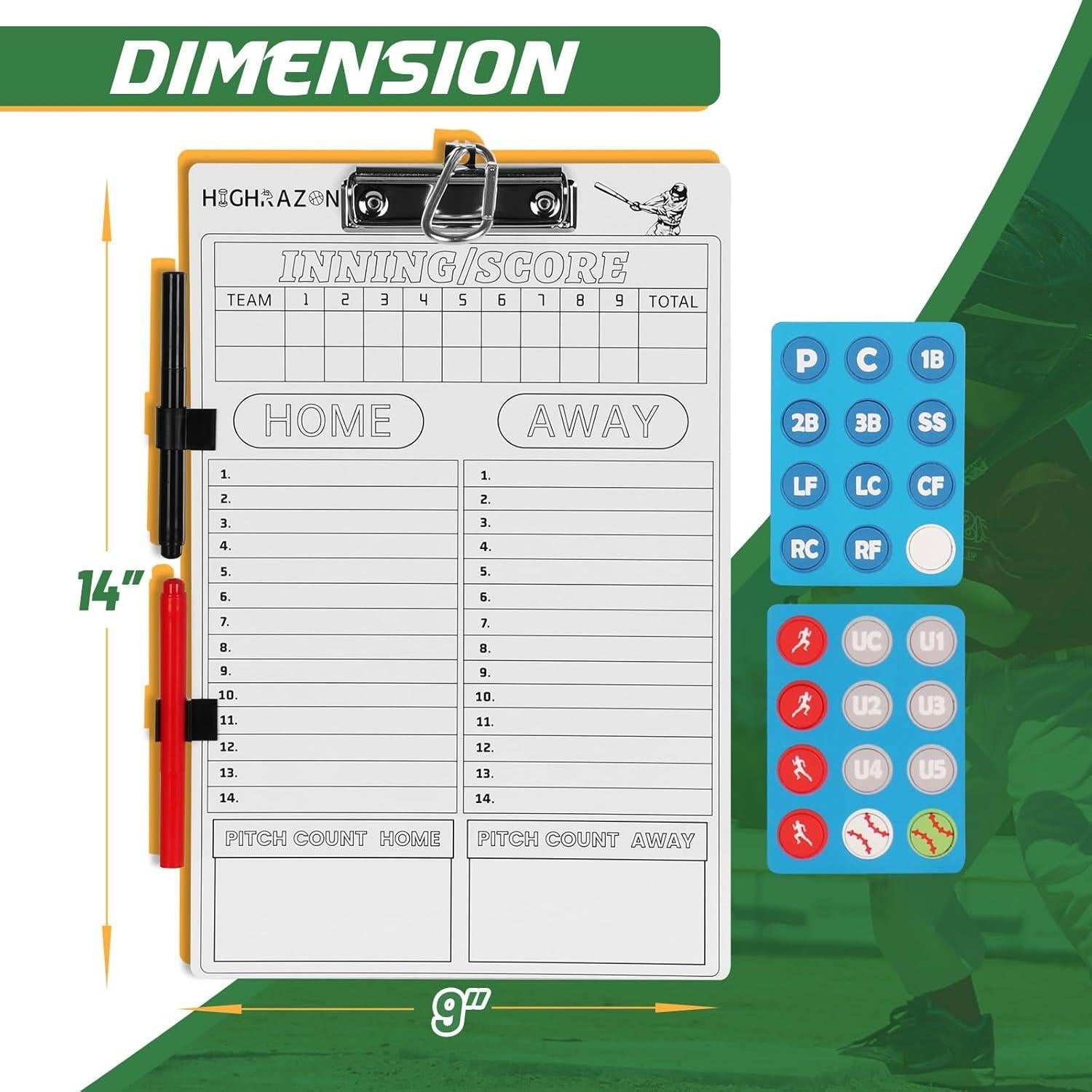 Portaplanos de béisbol magnético HIGHRAZON con 40 tarjetas