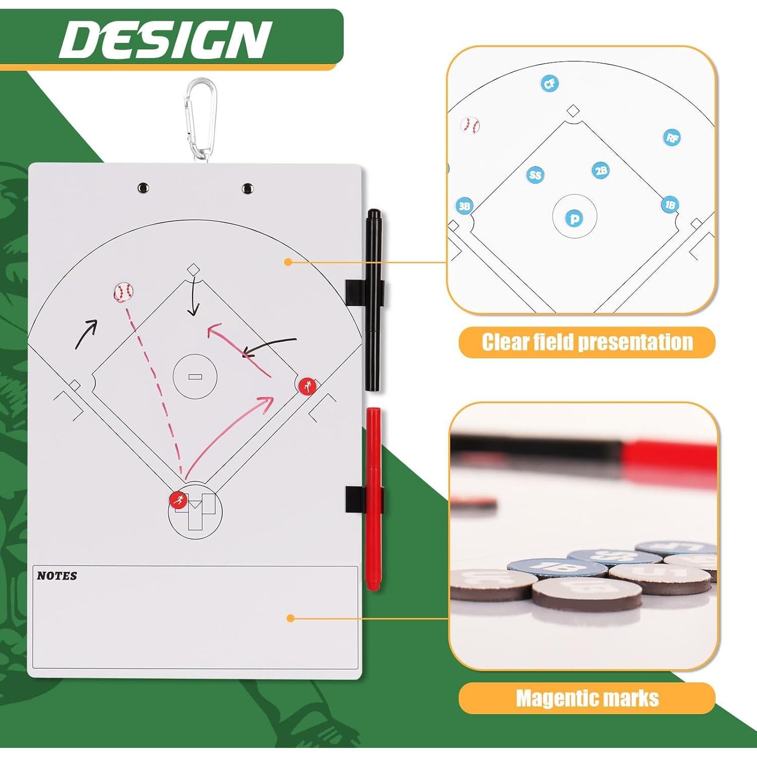 Portaplanos de béisbol magnético HIGHRAZON con 40 tarjetas