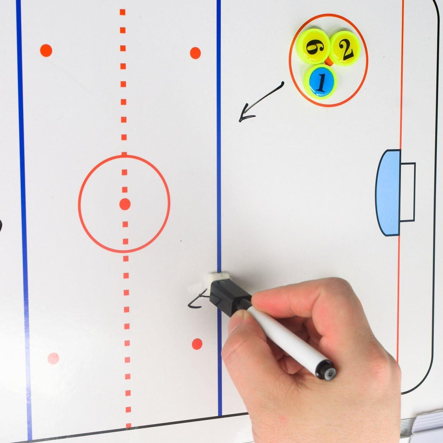 Double-Sided Ice Hockey Coaching Whiteboard – Full & Half Rink Tactics Board with Player Markers