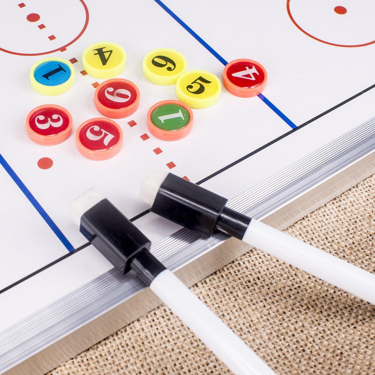 Double-Sided Ice Hockey Coaching Whiteboard – Full & Half Rink Tactics Board with Player Markers