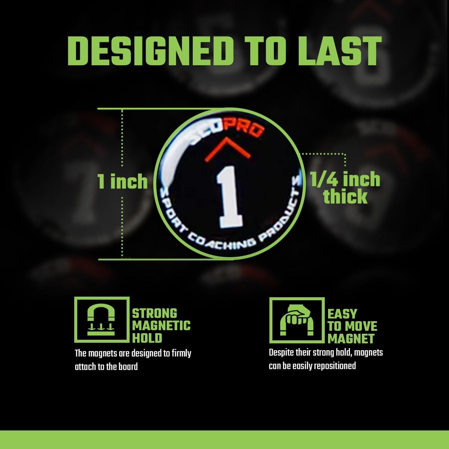 Imanes de Entrenamiento de Fútbol SCOPRO, Marcadores Magnéticos 1.9 cm
