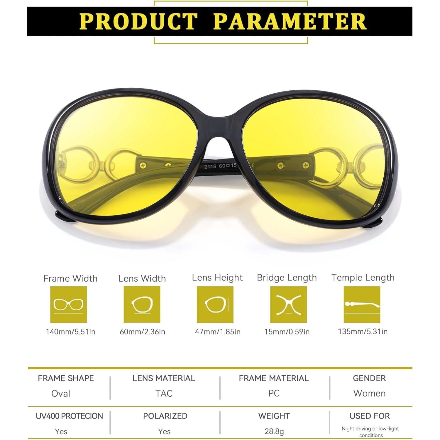 Gafas de Visión Nocturna TJUTR Amarillas Polarizadas