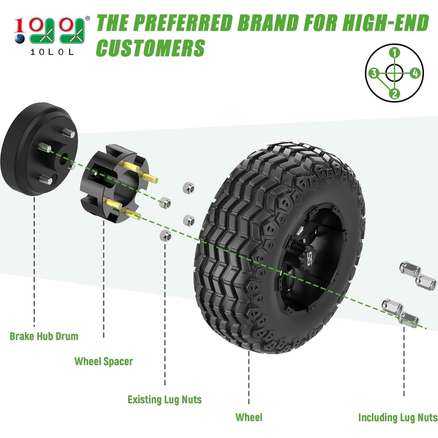 Kit de Espaciadores de Ruedas 10L0L 2" para Carrito de Golf