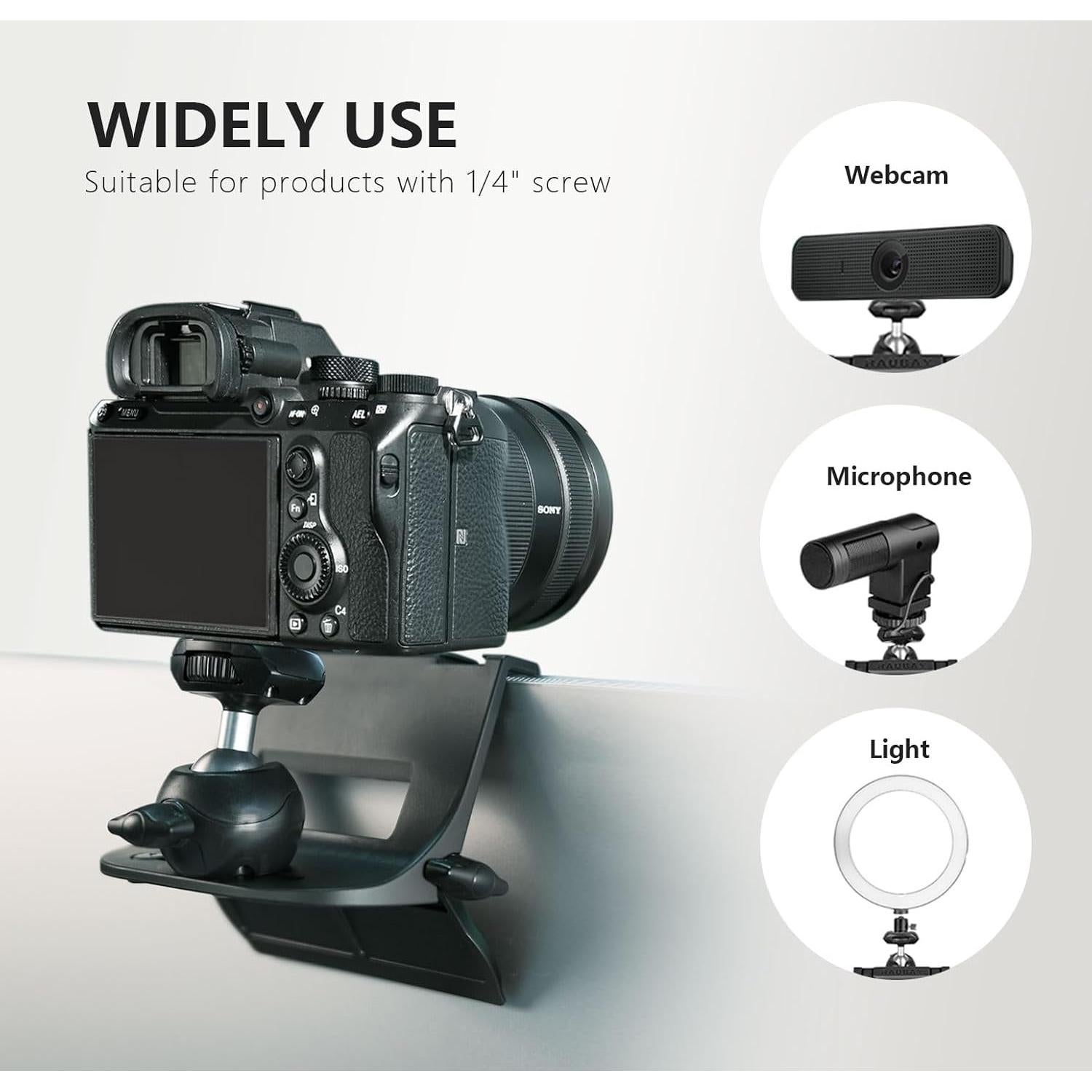 Soporte de cámara RAUBAY para monitor con tornillo de 6,35 mm