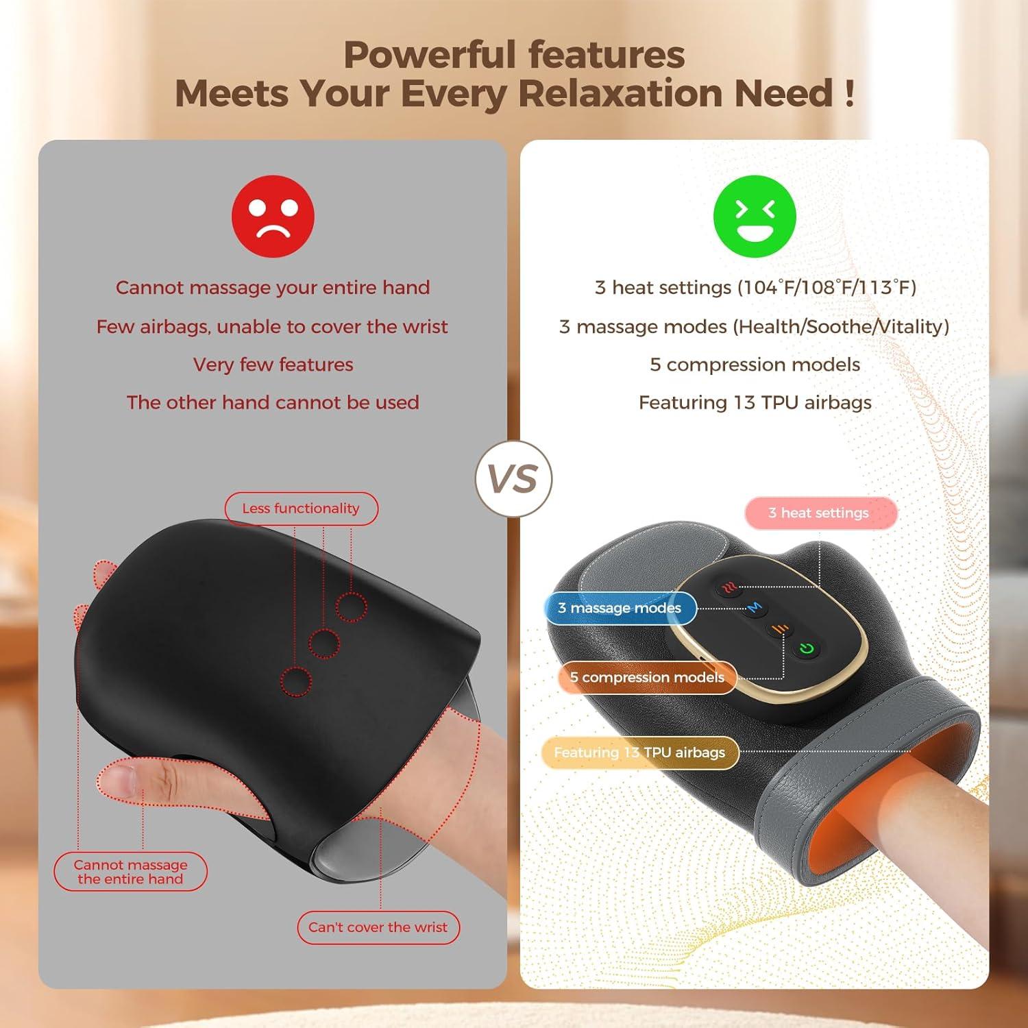 Masajeador de Manos Estefanlo con Calor y Compresión 3 Modos