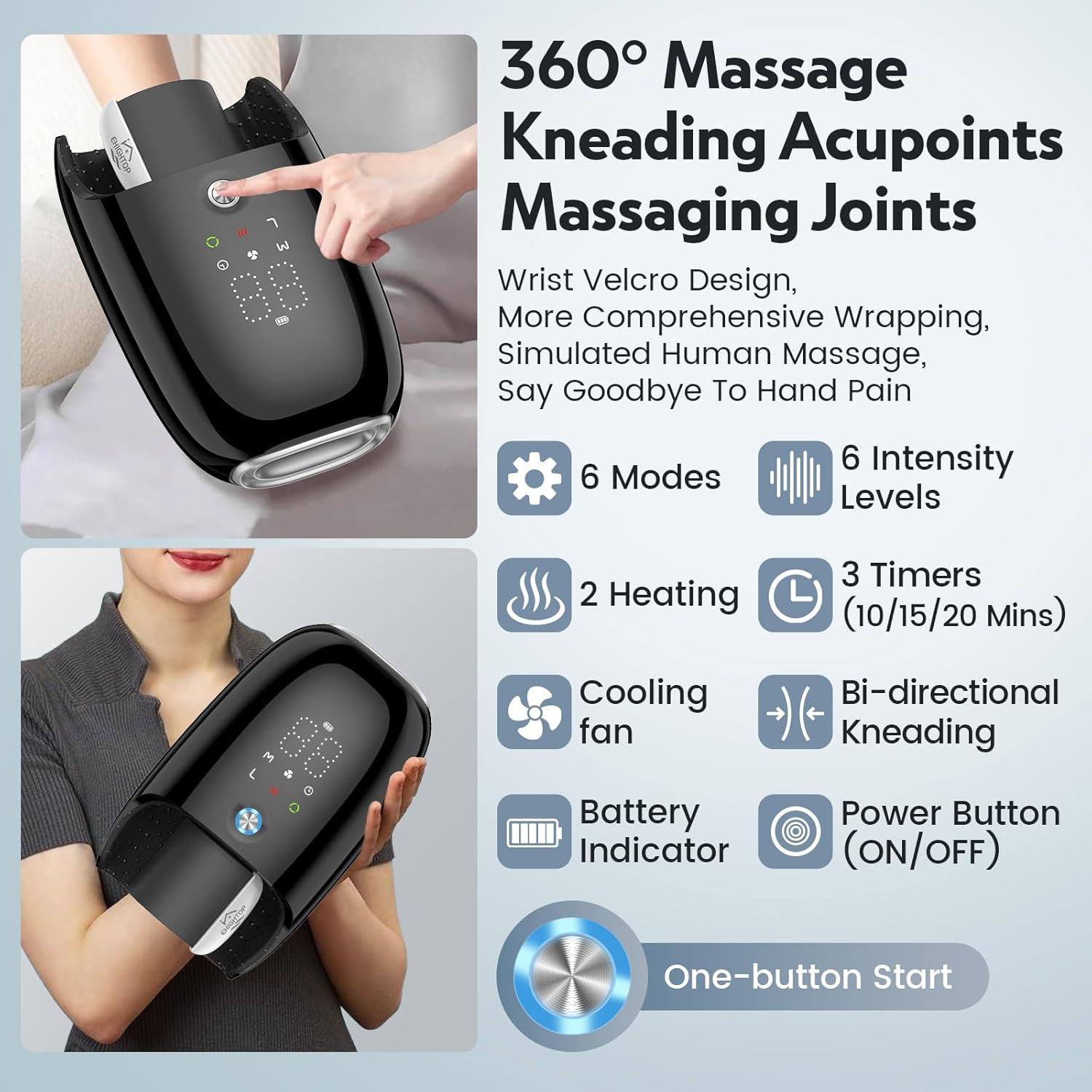 Masajeador de Manos Ehightop RV3003B con Calor y Compresión