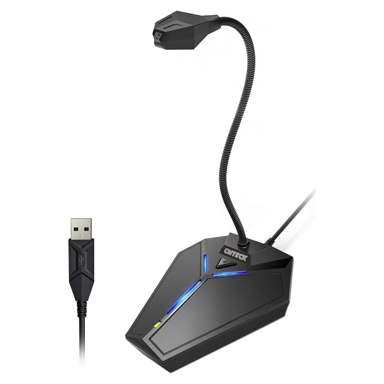 USB Computer Microphone, Plug &Play Desktop Omnidirectional Condenser PC Laptop Mic, Mute Button with LED Indicator, Compatible with Windows/Mac, Ideal for YouTube, Skype, Recording, Games(1.8m /6ft)