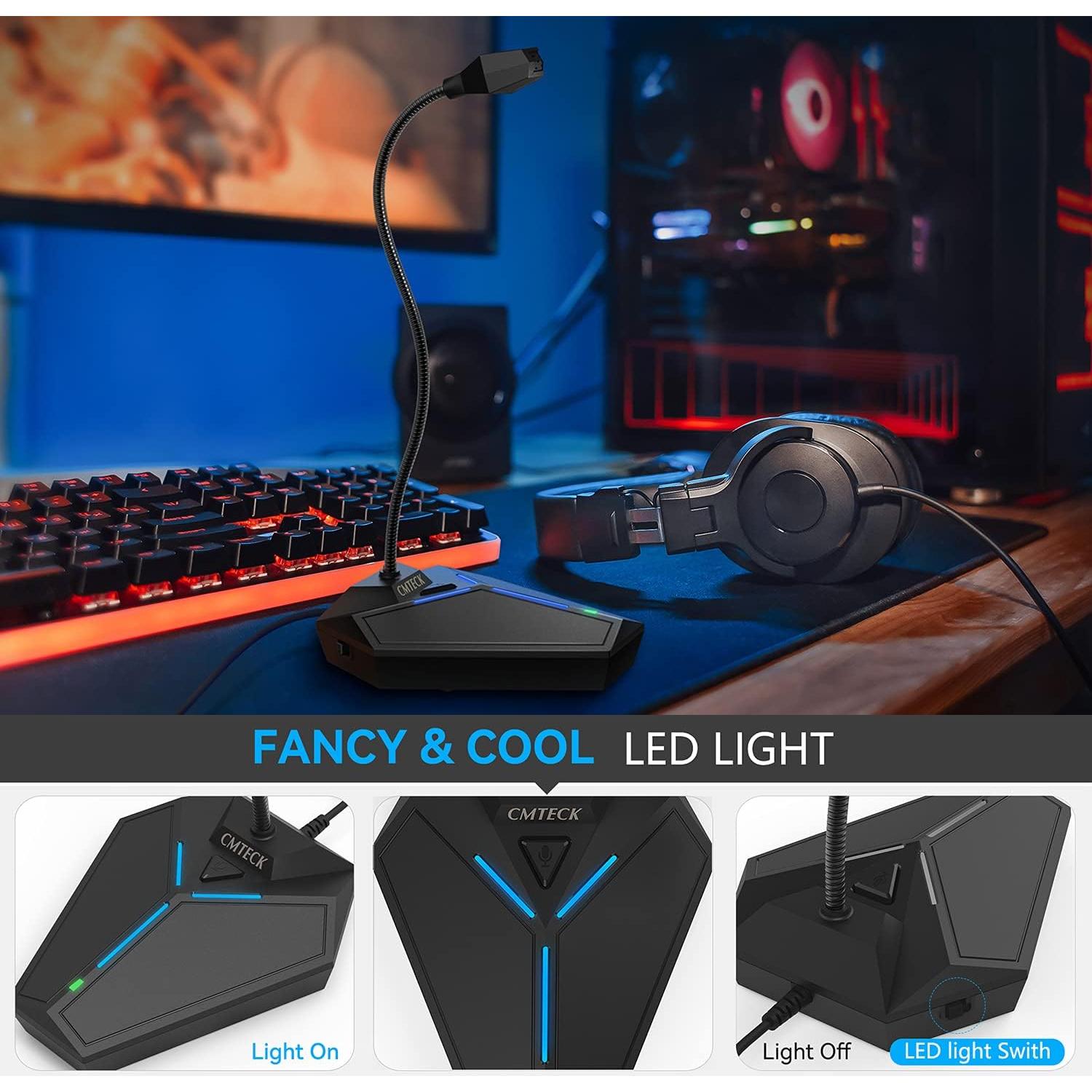 USB Computer Microphone, Plug &Play Desktop Omnidirectional Condenser PC Laptop Mic, Mute Button with LED Indicator, Compatible with Windows/Mac, Ideal for YouTube, Skype, Recording, Games(1.8m /6ft)