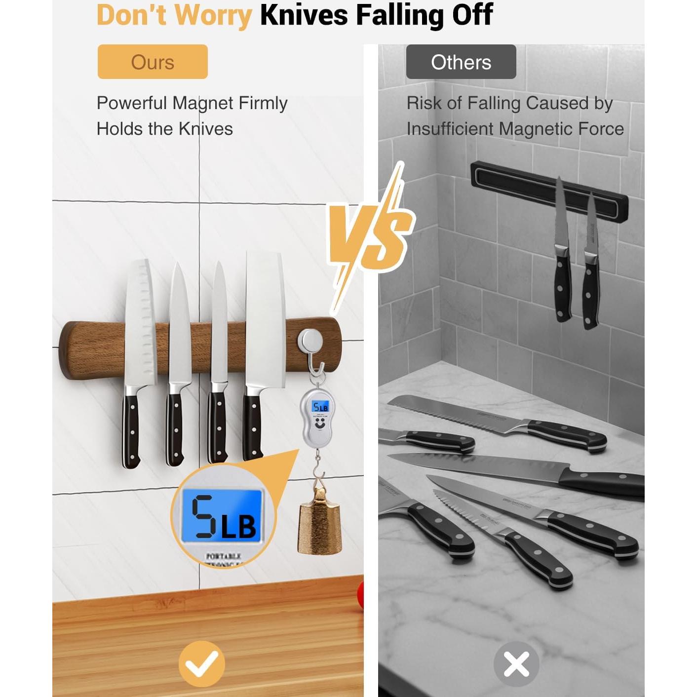 Soporte Magnético para Cuchillos Swaitee 40cm Madera Acacia