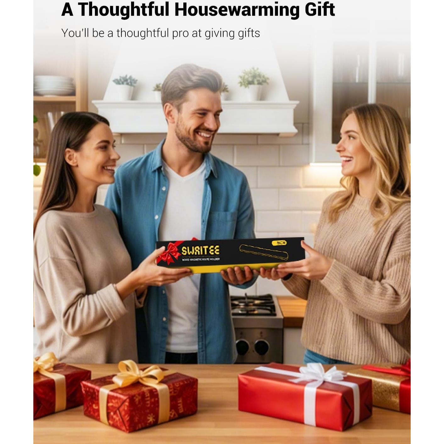 Soporte Magnético para Cuchillos Swaitee 40cm Madera Acacia