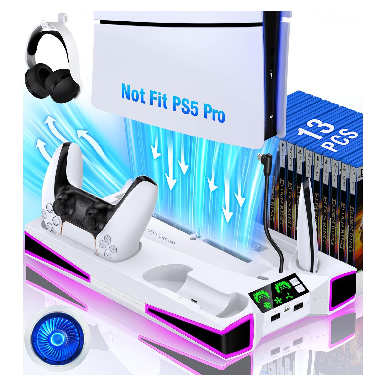 Soporte de Enfriamiento Kawaye PS5 Slim con Cargador Doble