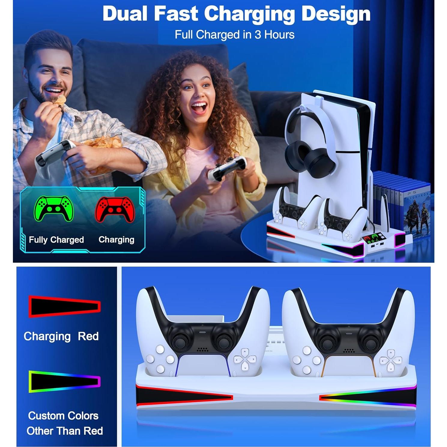 Soporte de Enfriamiento Kawaye PS5 Slim con Cargador Doble