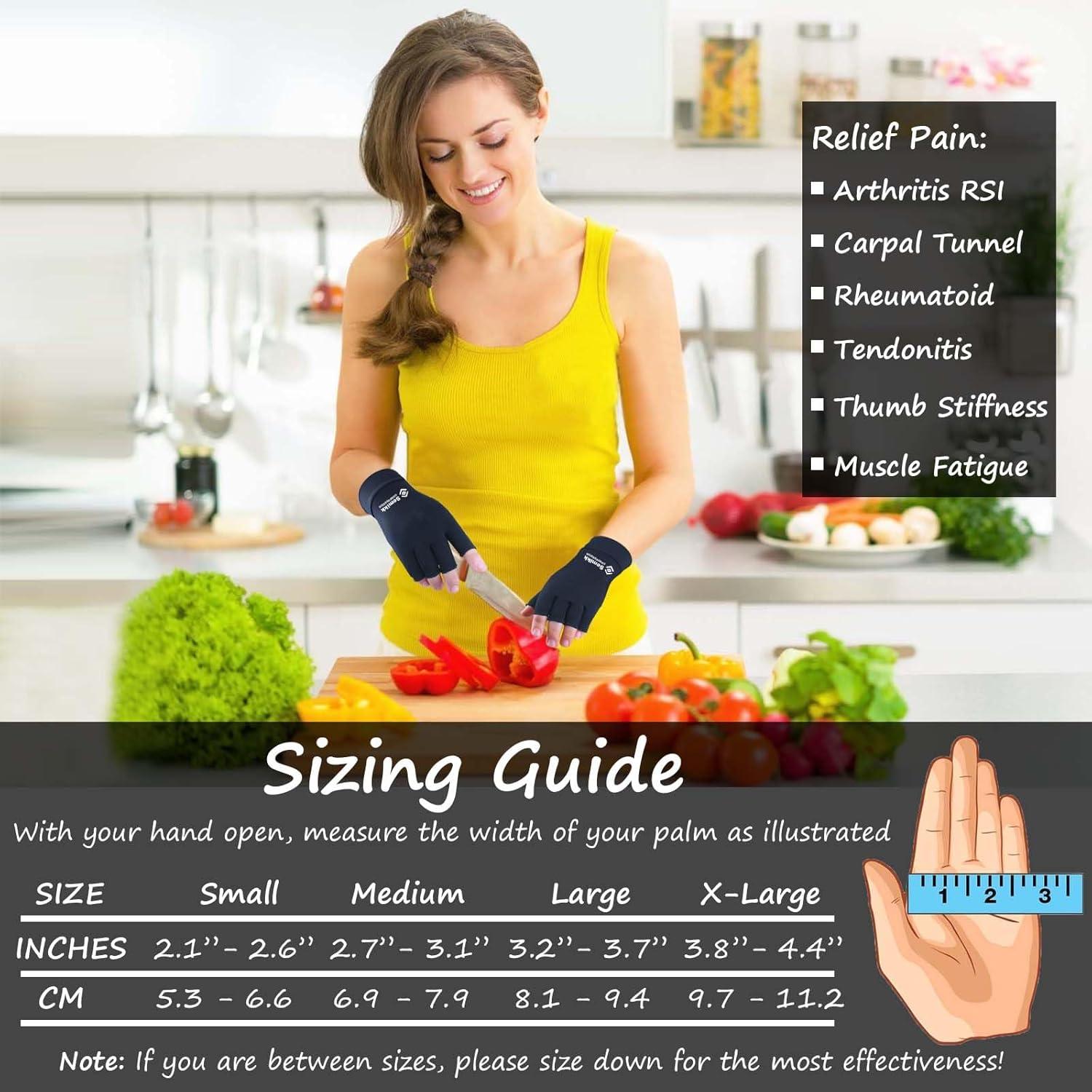 Guantes de compresión de cobre Semikk para artritis - Negro Mediano