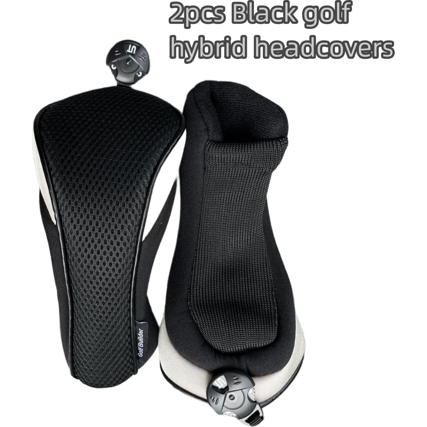 Juego de 2 Fundas Híbridas de Golf WTLJQQY Negras con Etiqueta
