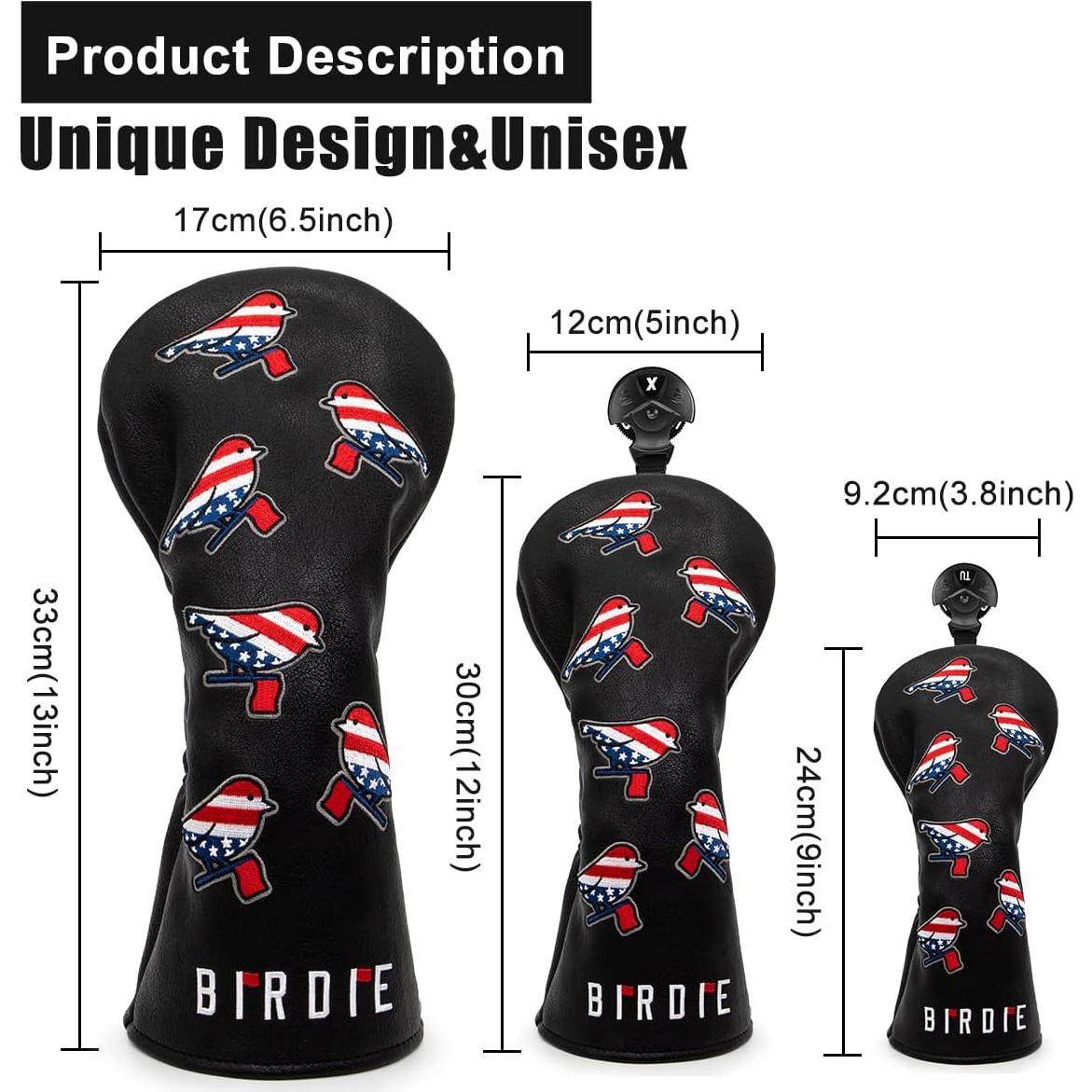 Cubiertas de Cabeza de Golf Aliennana - Cuero Premium, Diseño Banderas Americanas