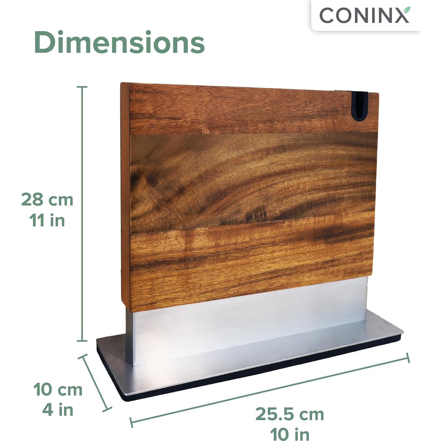 Bloque Magnético para Cuchillos Coninx Doble Cara Madera Acacia