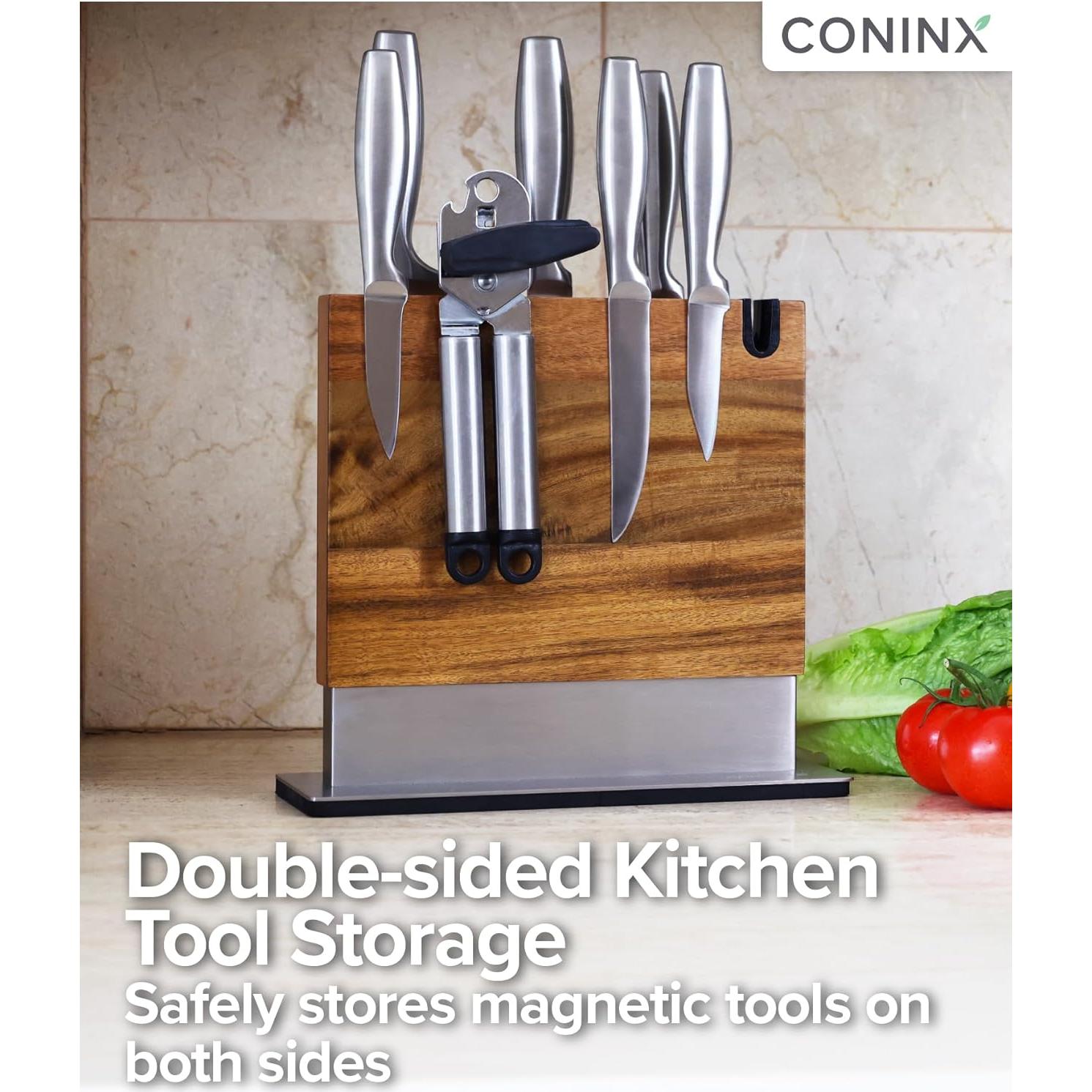 Bloque Magnético para Cuchillos Coninx Doble Cara Madera Acacia