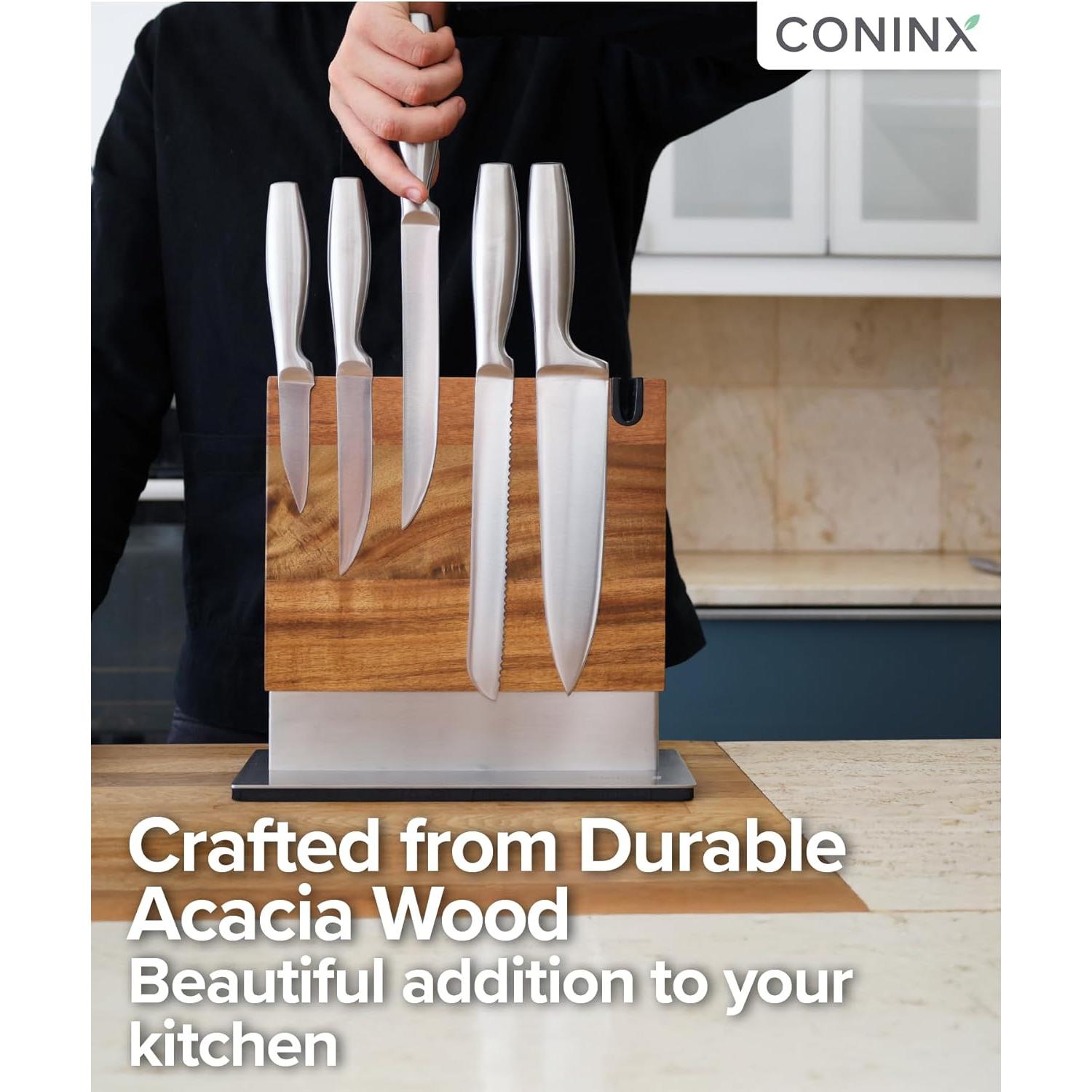 Bloque Magnético para Cuchillos Coninx Doble Cara Madera Acacia