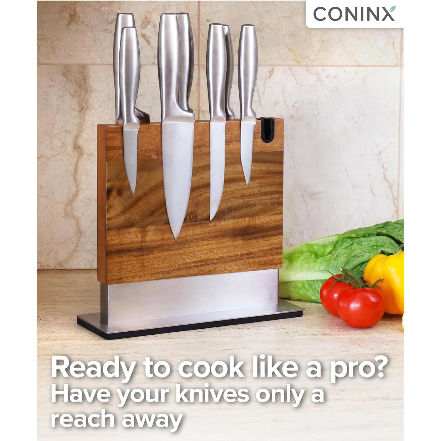 Bloque Magnético para Cuchillos Coninx Doble Cara Madera Acacia