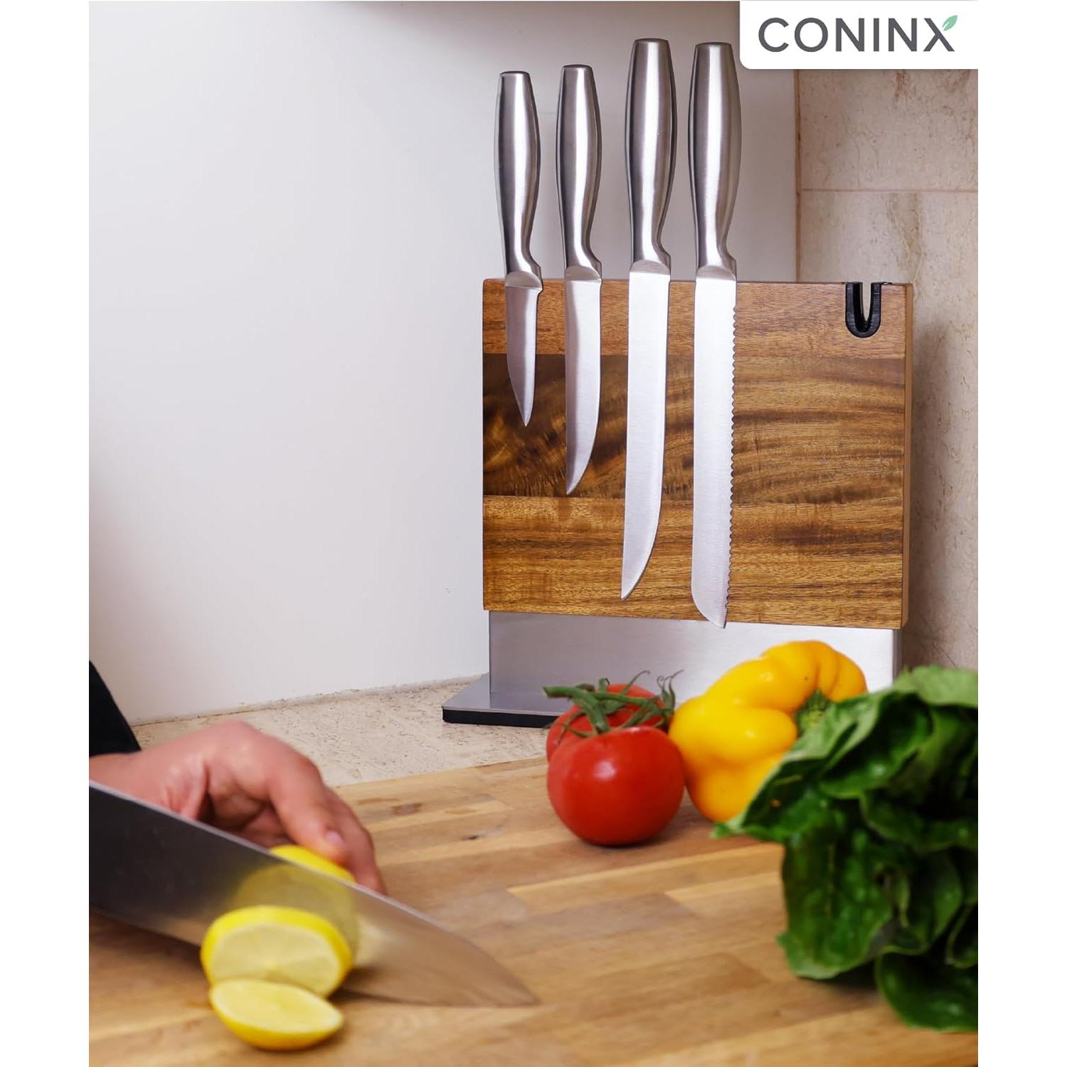 Bloque Magnético para Cuchillos Coninx Doble Cara Madera Acacia