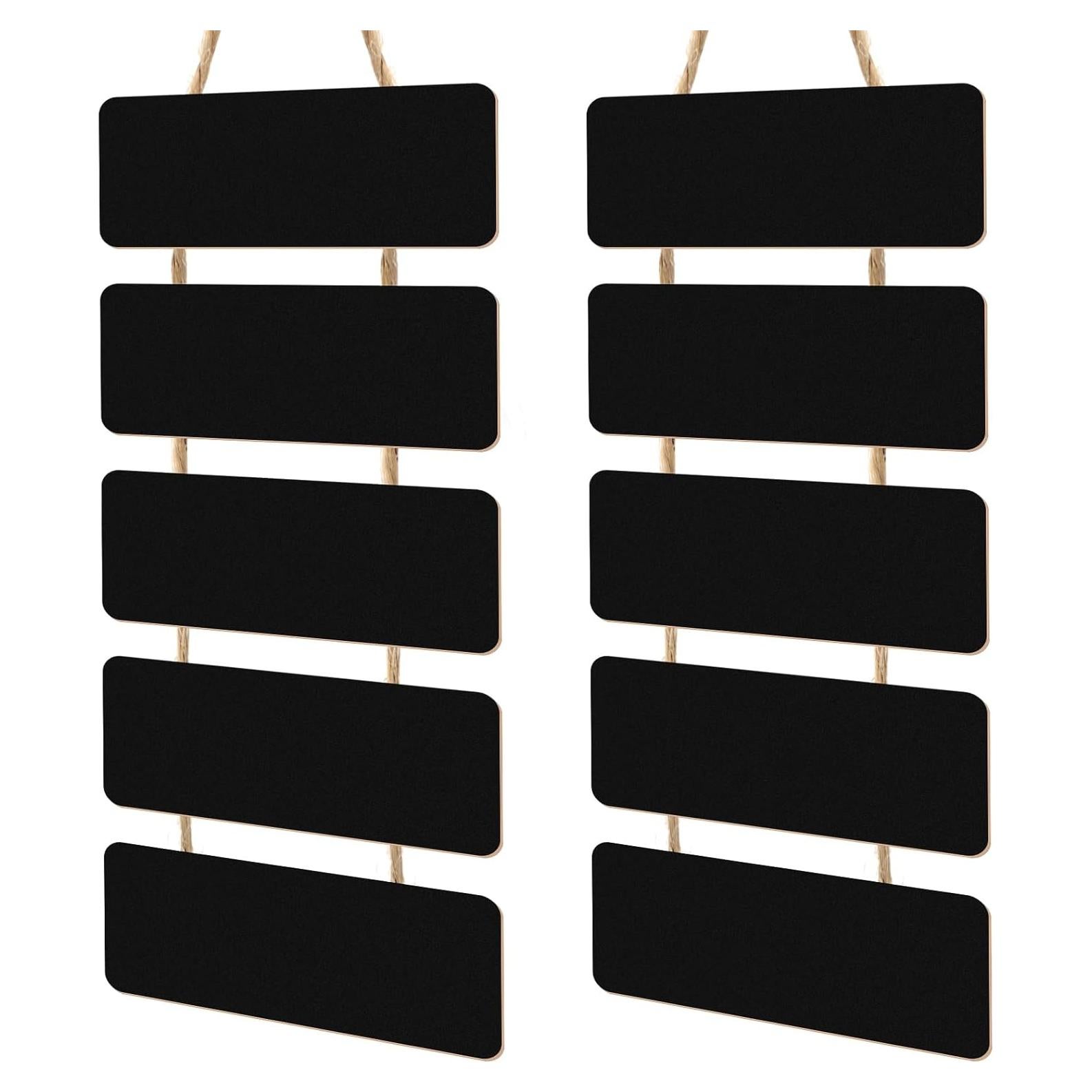 Carteles de Pizarra Colgantes Fuutreo Doble Cara 30x12cm (2 Juegos)