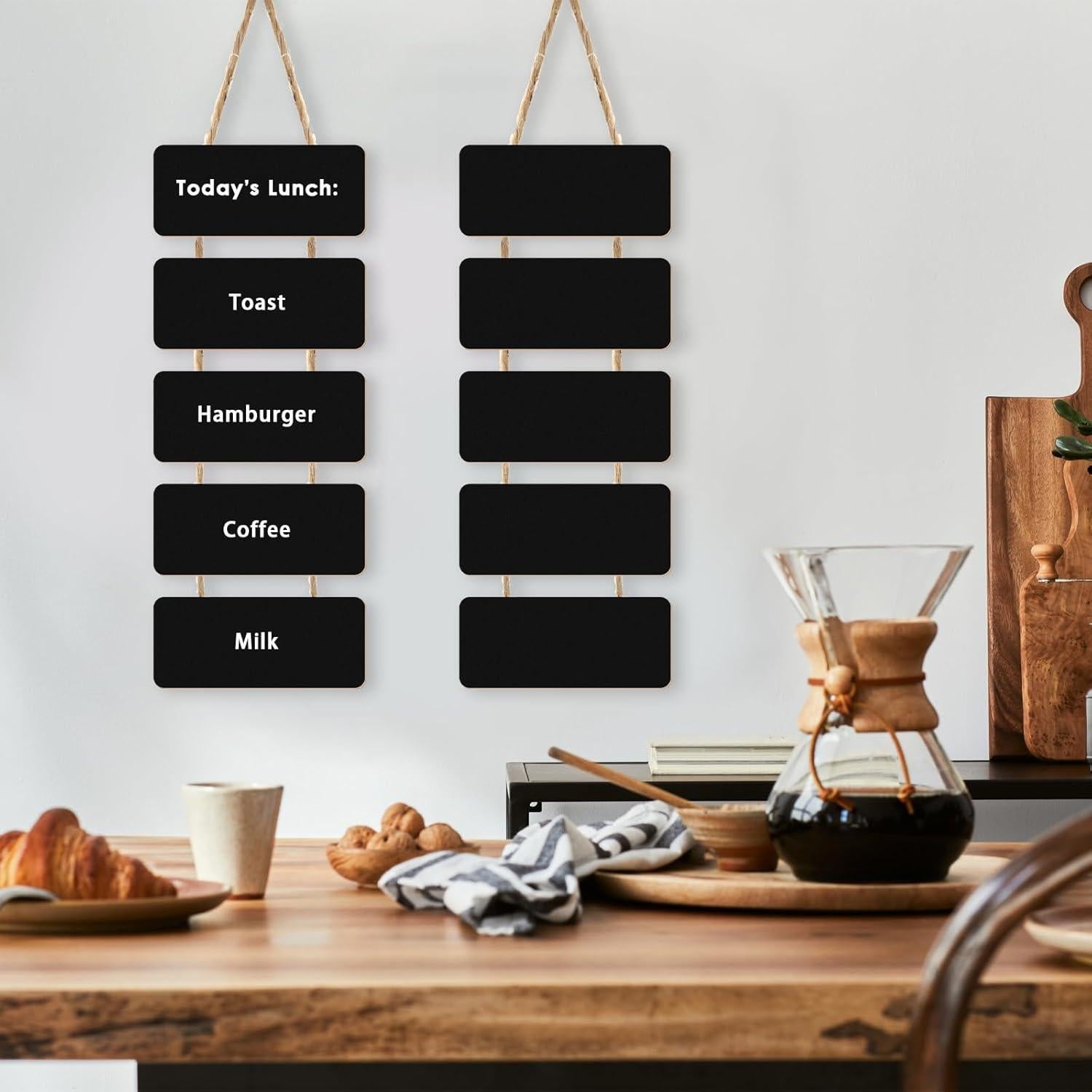 Carteles de Pizarra Colgantes Fuutreo Doble Cara 30x12cm (2 Juegos)