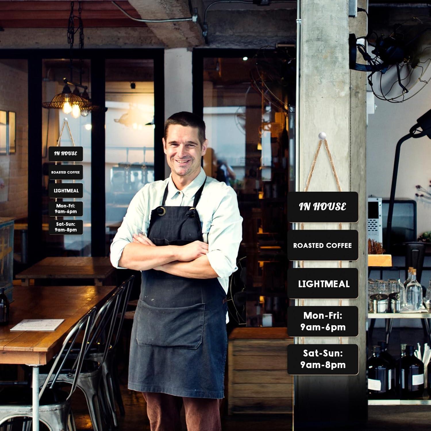 Carteles de Pizarra Colgantes Fuutreo Doble Cara 30x12cm (2 Juegos)