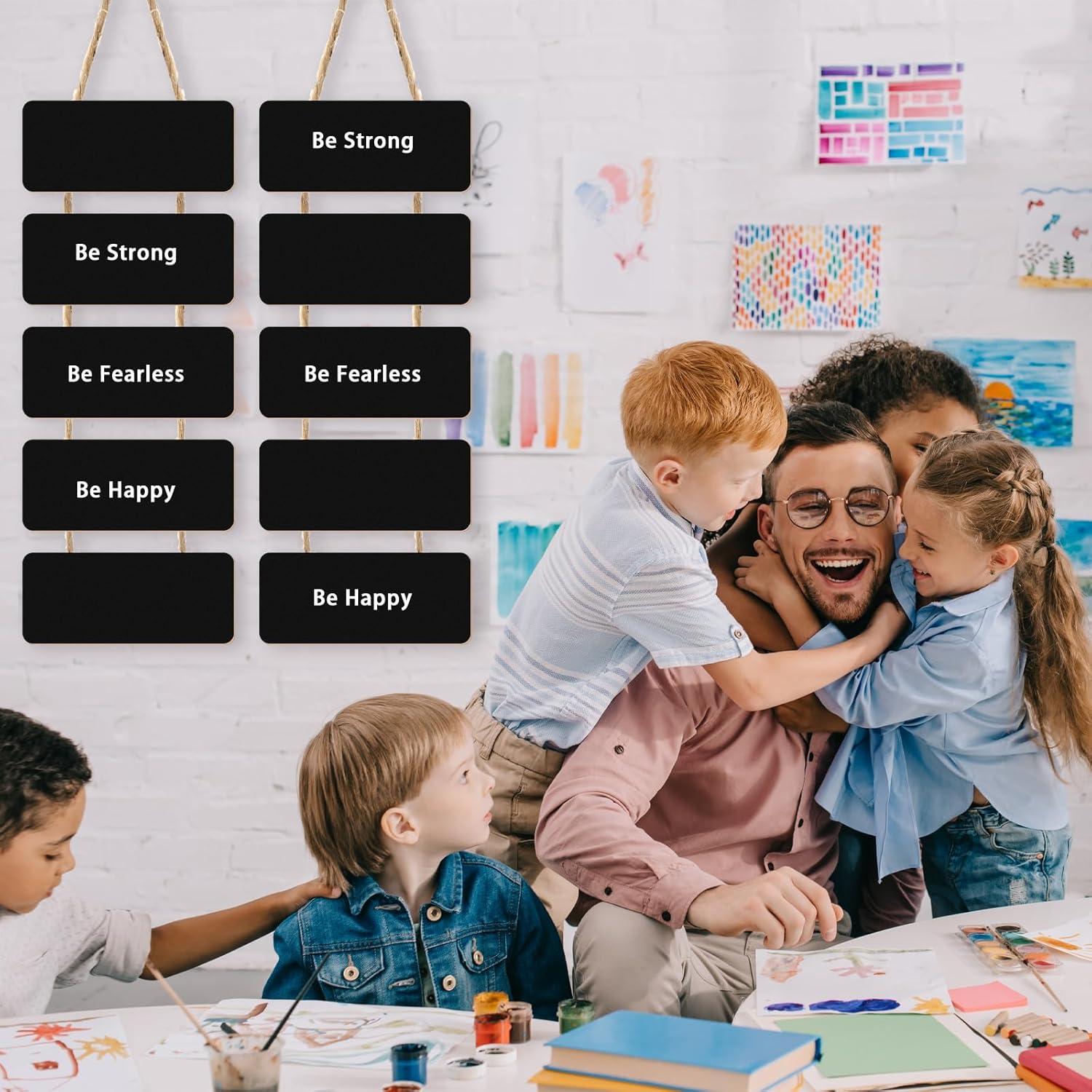 Carteles de Pizarra Colgantes Fuutreo Doble Cara 30x12cm (2 Juegos)